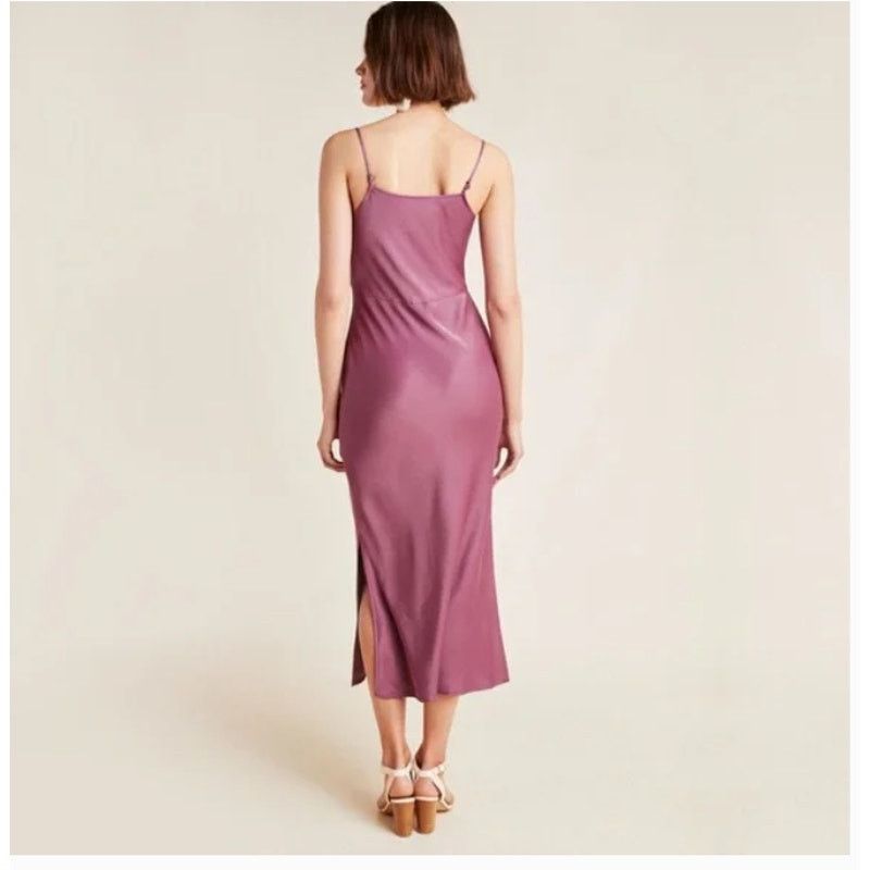 Anthropologie Anthropologie Elyse Plum Satin Slip Midi Dress - Size M Size M / US 6-8 / IT 42-44 - 2 Thumbnail