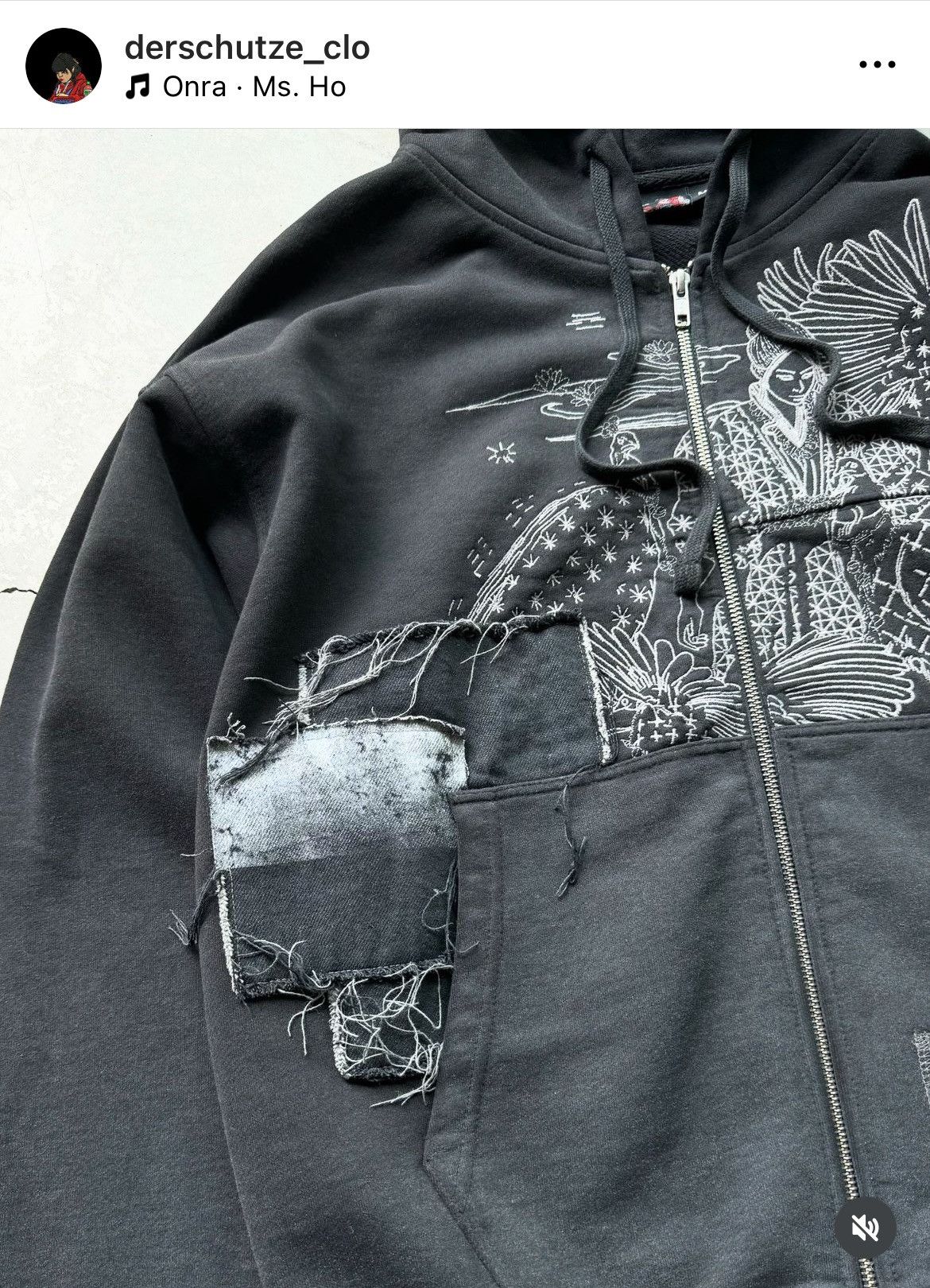 Derschutze × Indigo BORO SASHiKO ZiP UP HOODiE SWEATSHiRT