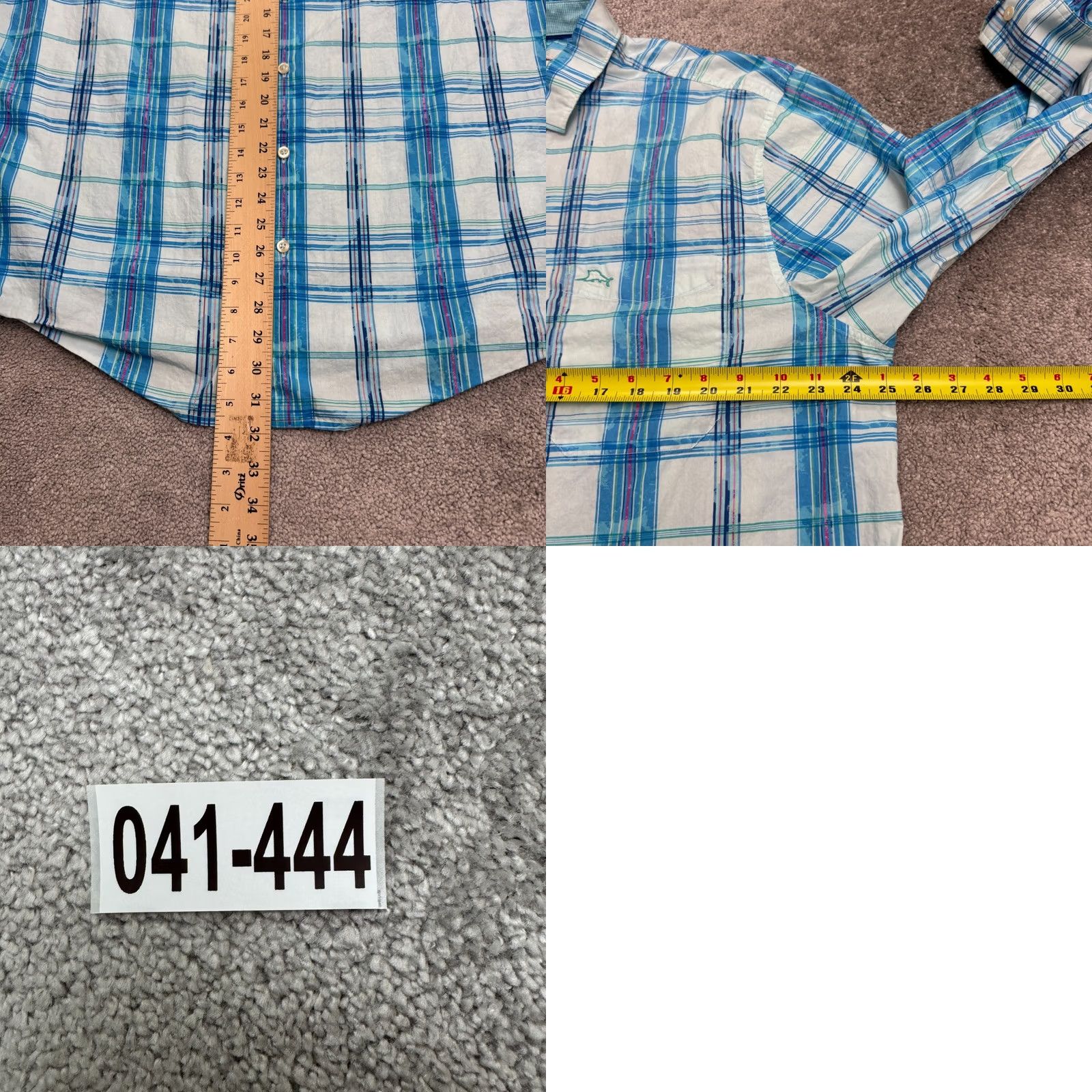 Tommy Bahama Tommy Bahama Button-Down Shirt Mens XL Blue Plaid Long Sleeve Cotton Pima Button-Up Casual Classic Outdoor Preppy Western Not Vintage Size US XL / EU 56 / 4 - 9 Thumbnail
