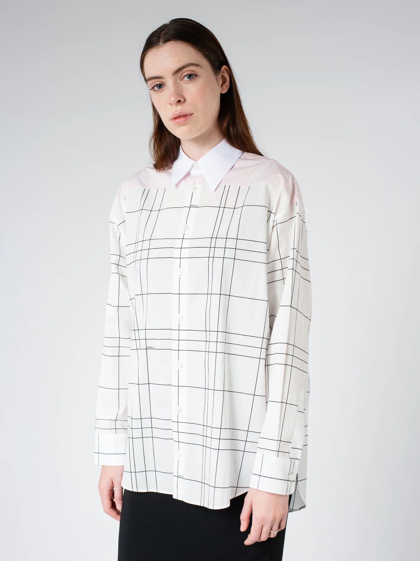 Marni o1w1db10824 Checked Shirt in White Size L / US 10 / IT 46 - 4 Thumbnail