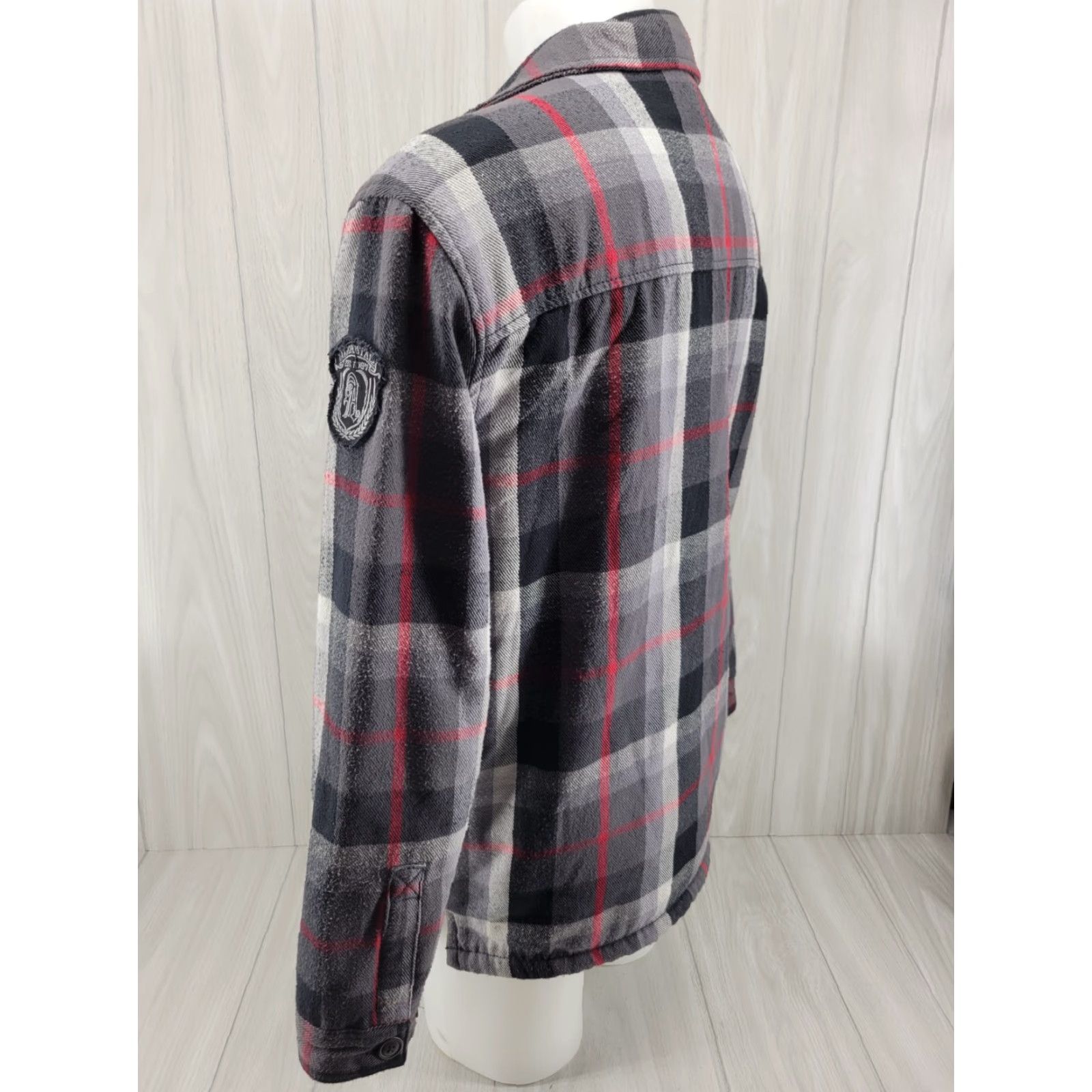Aeropostale Aeropostale Flannel Jacket Men's Small Sherpa Lined Gray & Black Plaid Shirt Button-Up Hooded Pockets Fall Winter Multicolor Regular Size US S / EU 44-46 / 1 - 7 Thumbnail