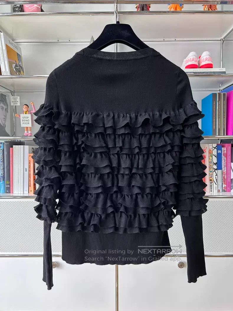 Chanel Chanel 19k black ruffled sheep wool knit sweater Size XS / US 0-2 / IT 36-38 - 2 Thumbnail