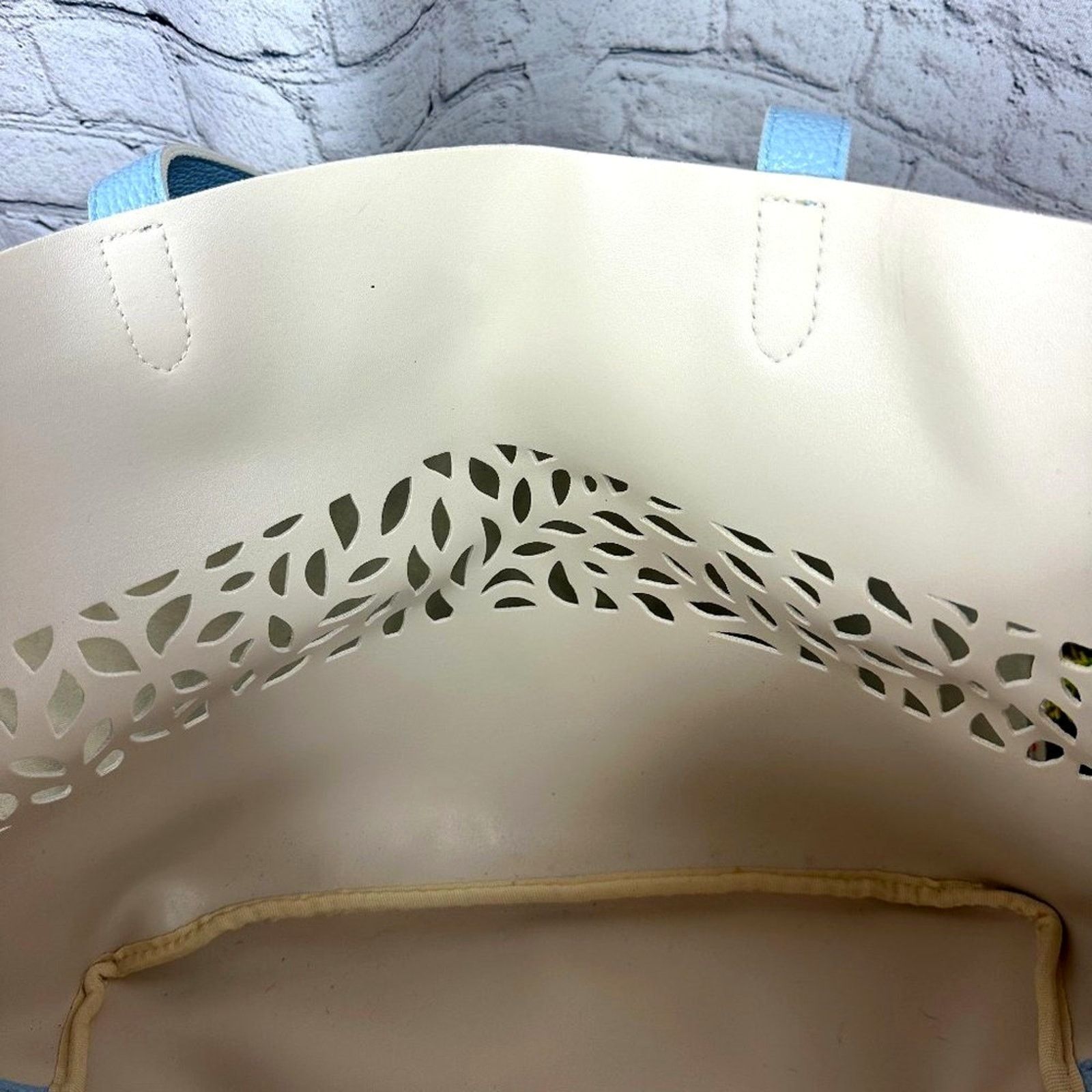 Other Laser Cut Light Blue Faux Pebble Leather Tote Bag with pouch Size ONE SIZE - 5 Thumbnail