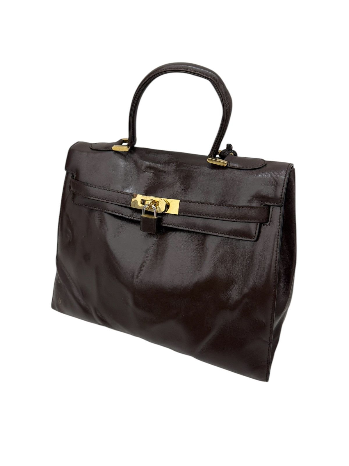 Bally × Leather VINTAGE BALLY BROWN LEATHER TOP HANDLE BIRKIN DESIGN Size ONE SIZE - 3 Thumbnail