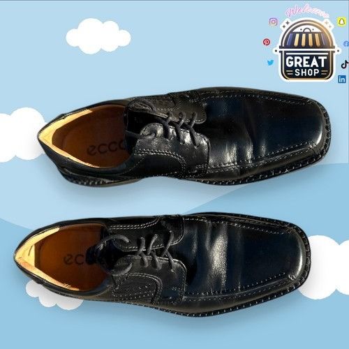 Ecco Oxford MenS Size Eu 41 Us 7.5 Black Leather Lace Up Co Shoes, Men's