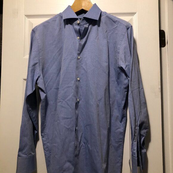 Hugo Boss Hugo boss men's blue cotton dress shirt sharp fit 17/32-33 Size US XL / EU 56 / 4 - 2 Thumbnail