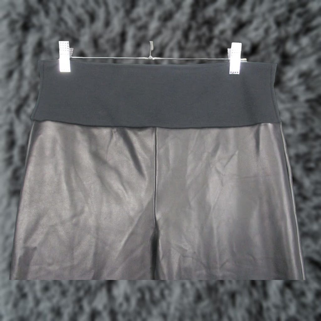 Spanx Spanx Assets Leggings Womens XL Black Faux Leather High Rise Shaping Ankle Size 40" / US 18 - 1 Thumbnail