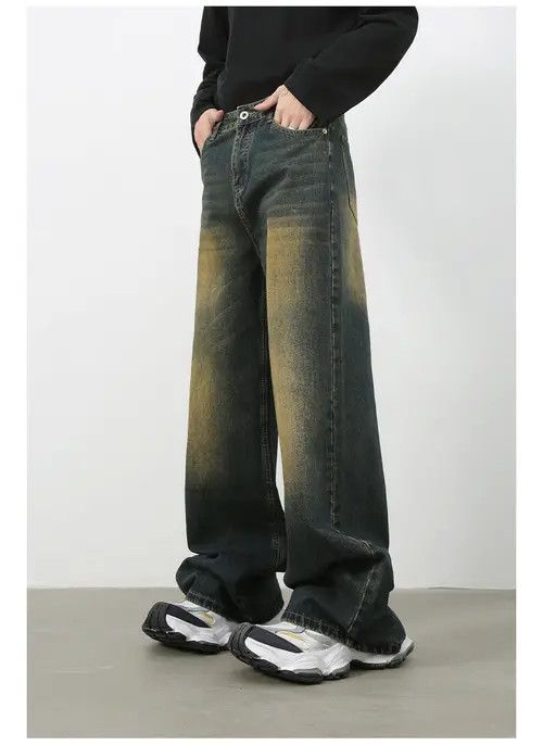 Japanese Brand × Jean Men's distressed washed all-match casual straight jeans Size US 32 / EU 48 - 4 Thumbnail