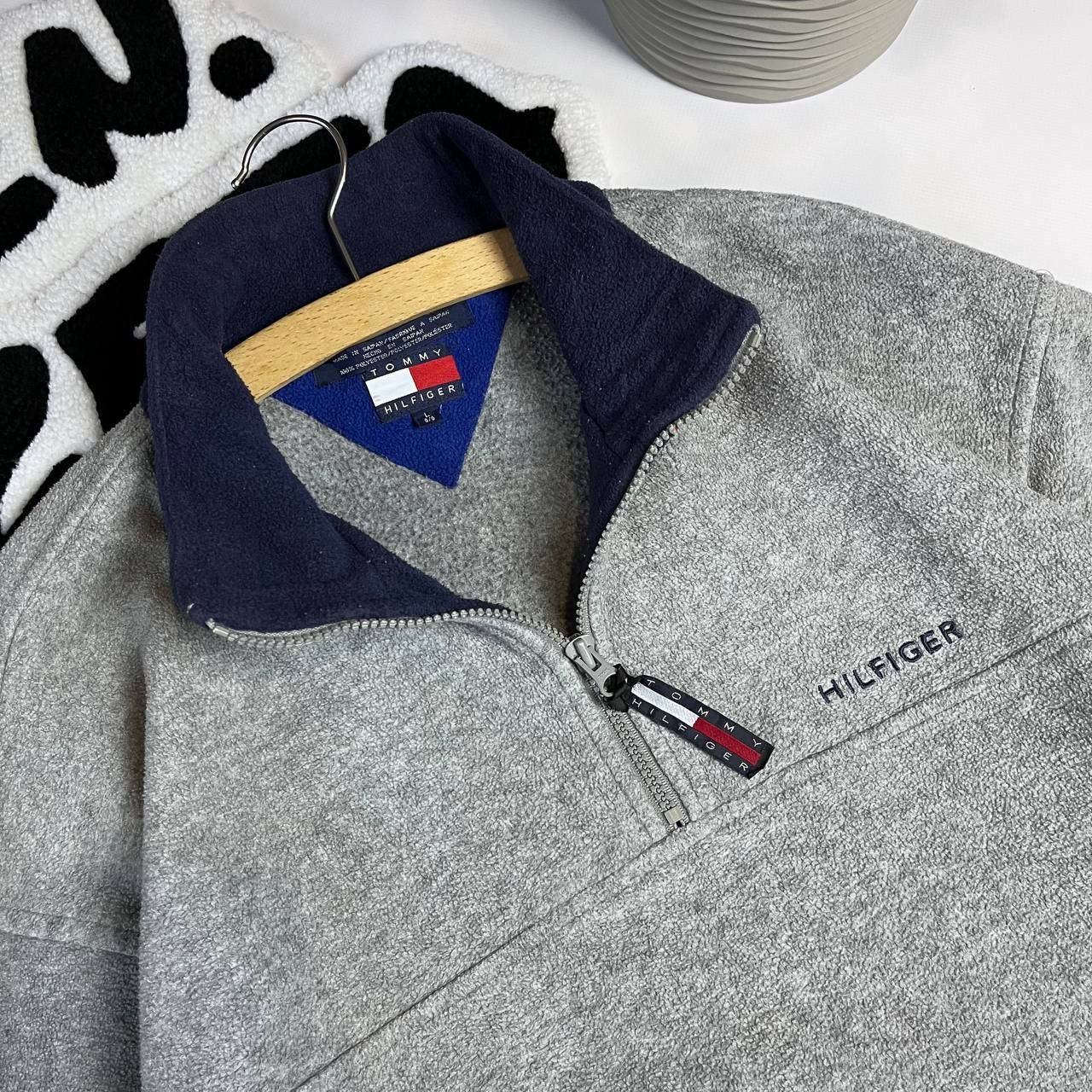 Tommy Hilfiger × Vintage Vintage 90s Tommy Hilfiger Big Logo 1/4 Zip Fleece Size US L / EU 52-54 / 3 - 4 Thumbnail