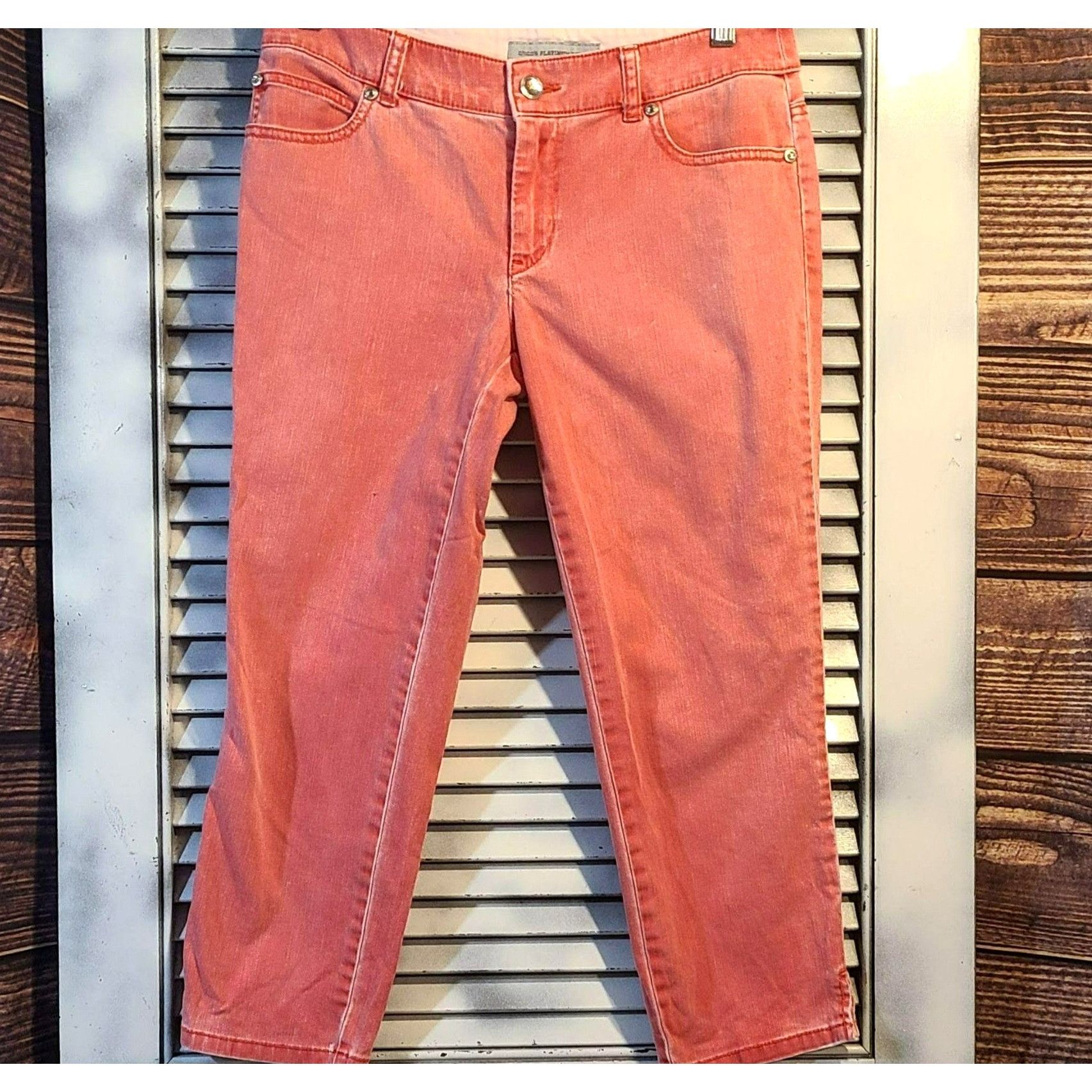 Chicos Chico's Sz 00 (XXS/2) Orange Bling Denim Capris Size 30" / US 8 / IT 44 - 5 Thumbnail