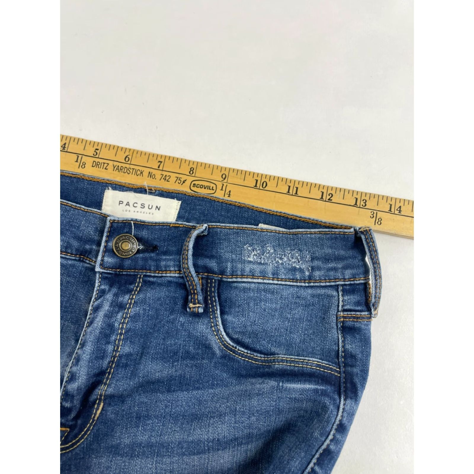 Pacsun PacSun Jeans Women's 27 Blue Denim Ankle Jegging Pockets Frayed Hem Regular Size 27 Womens Style Jeans PacSun Regular Fit 26.5 Inseam Vintage No N/A Size 27" / US 4 / IT 40 - 3 Thumbnail