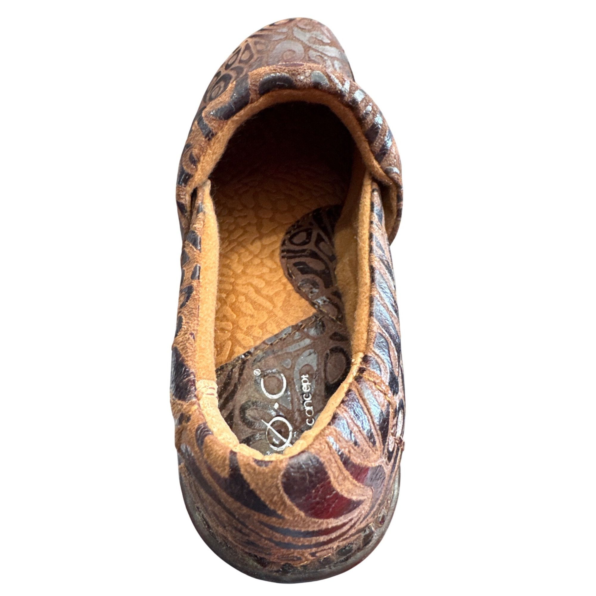 Born BOC womens leather Brown Embossed Slip-On Clogs mules size Size US 6 / IT 36 - 8 Thumbnail