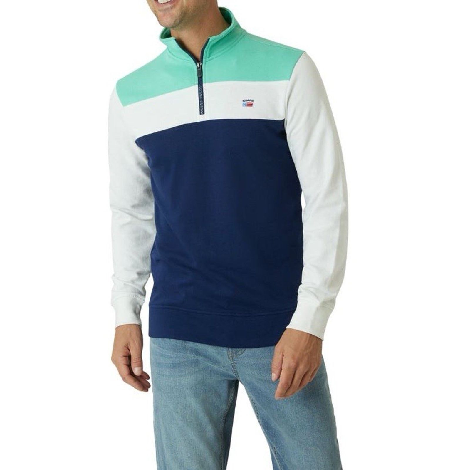 Chaps Chaps Color Block Fleece 1/4 Zip Sweatshirt XL Coastal Y2K Size US XL / EU 56 / 4 - 1 Thumbnail