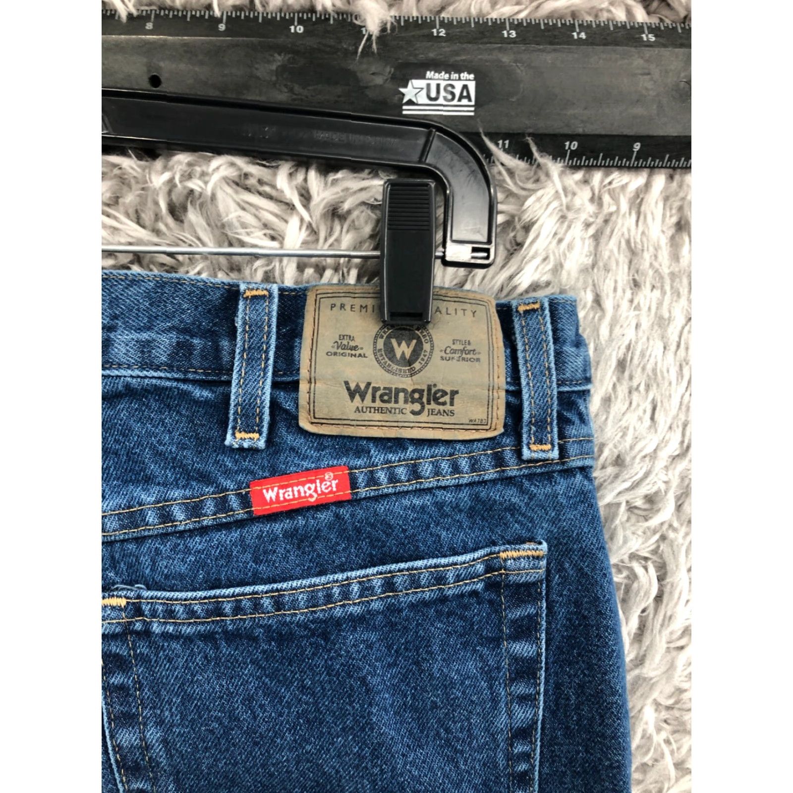 Wrangler Wrangler Jeans Straight 36x34 Mens Mid Blue Wash Denim 5-Pocket Regular Slim Comfortable Belt Loops Size US 36 / EU 52 - 6 Thumbnail