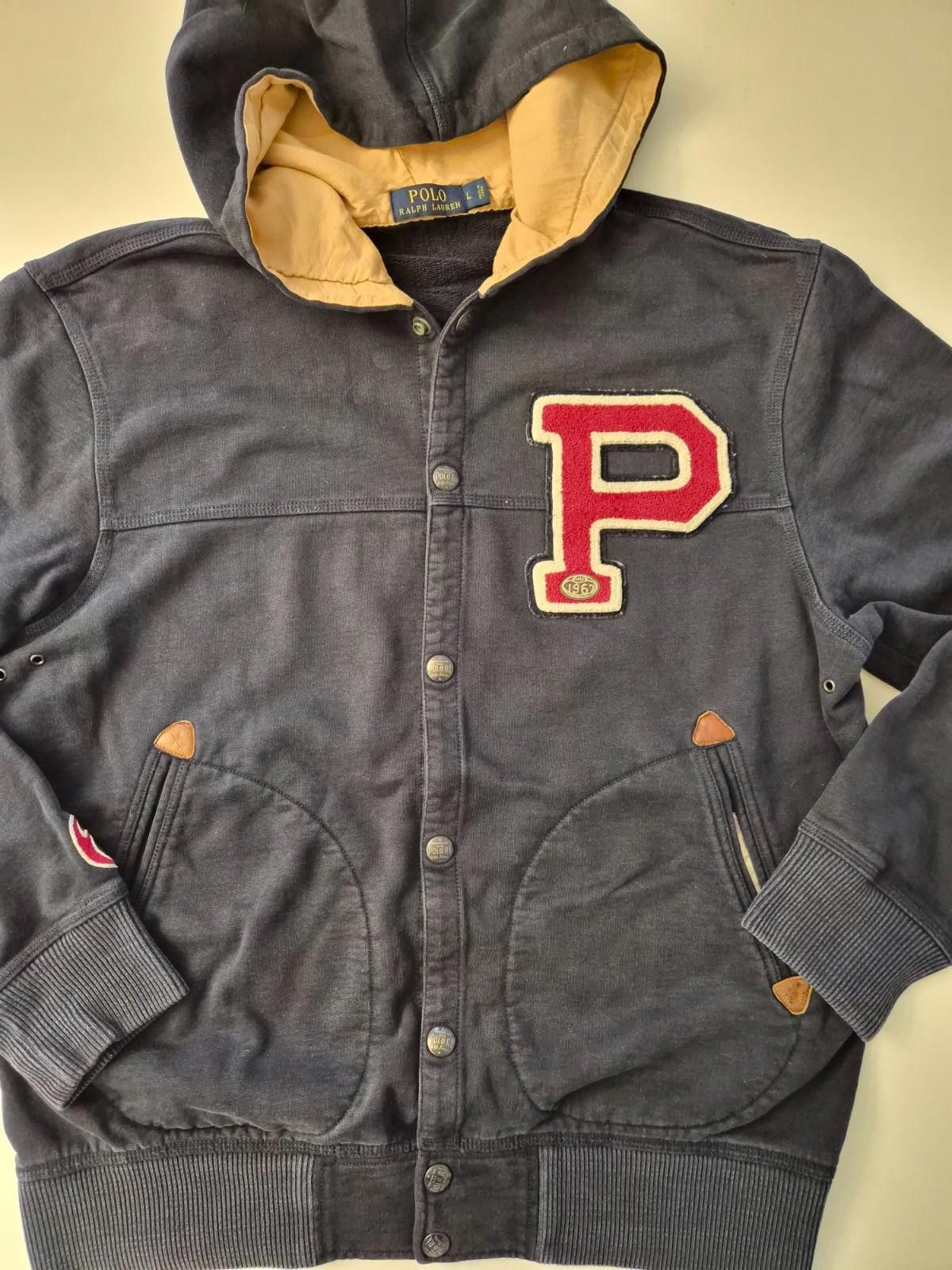 Polo Ralph Lauren Hoodie Jacket Mens Large Navy Letterman