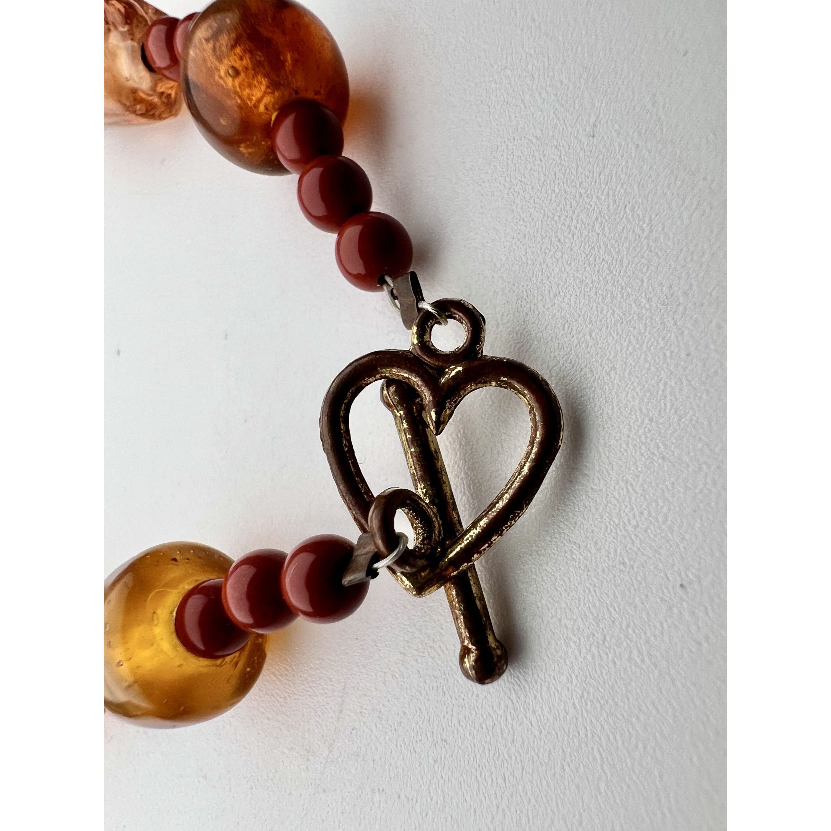 Vintage Vintage Bird Charm Necklace Mixed Beads Orange Copper Tone H Size ONE SIZE - 2 Thumbnail
