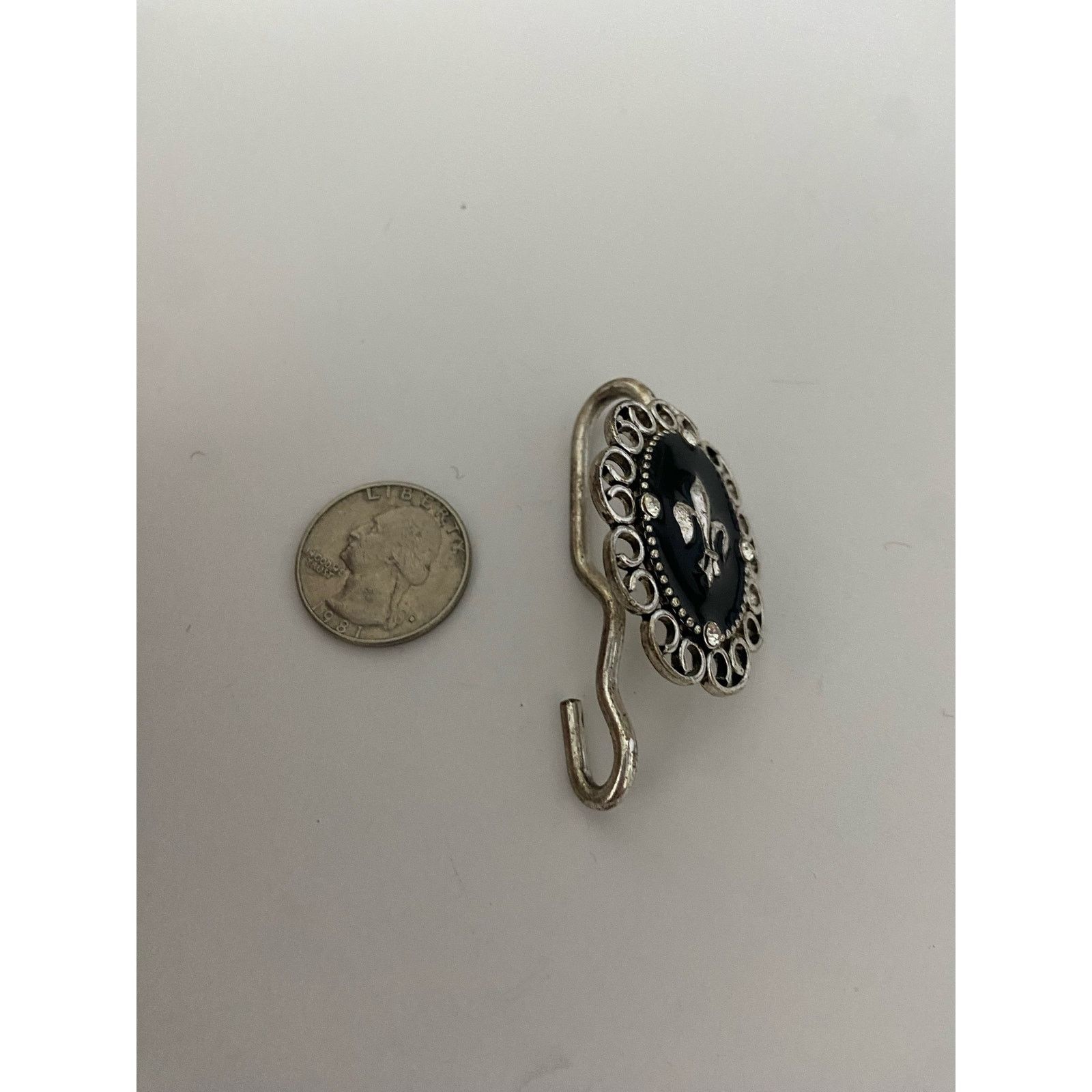 Other Fleur de Lis Silver Tone Brooch with Slide Clip Size ONE SIZE - 3 Thumbnail