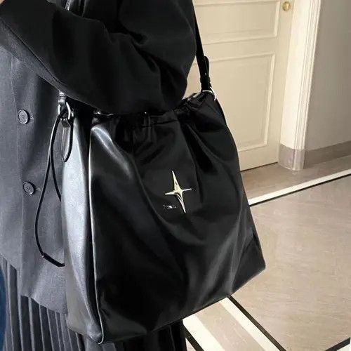 Vintage Aesthetic Star Black Tote Shoulder Bag Size ONE SIZE - 3 Thumbnail