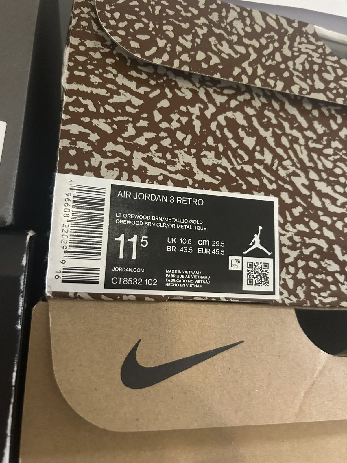 Jordan Brand Jordan 3 Retro Palomino Size US 11.5 / EU 44-45 - 14 Thumbnail