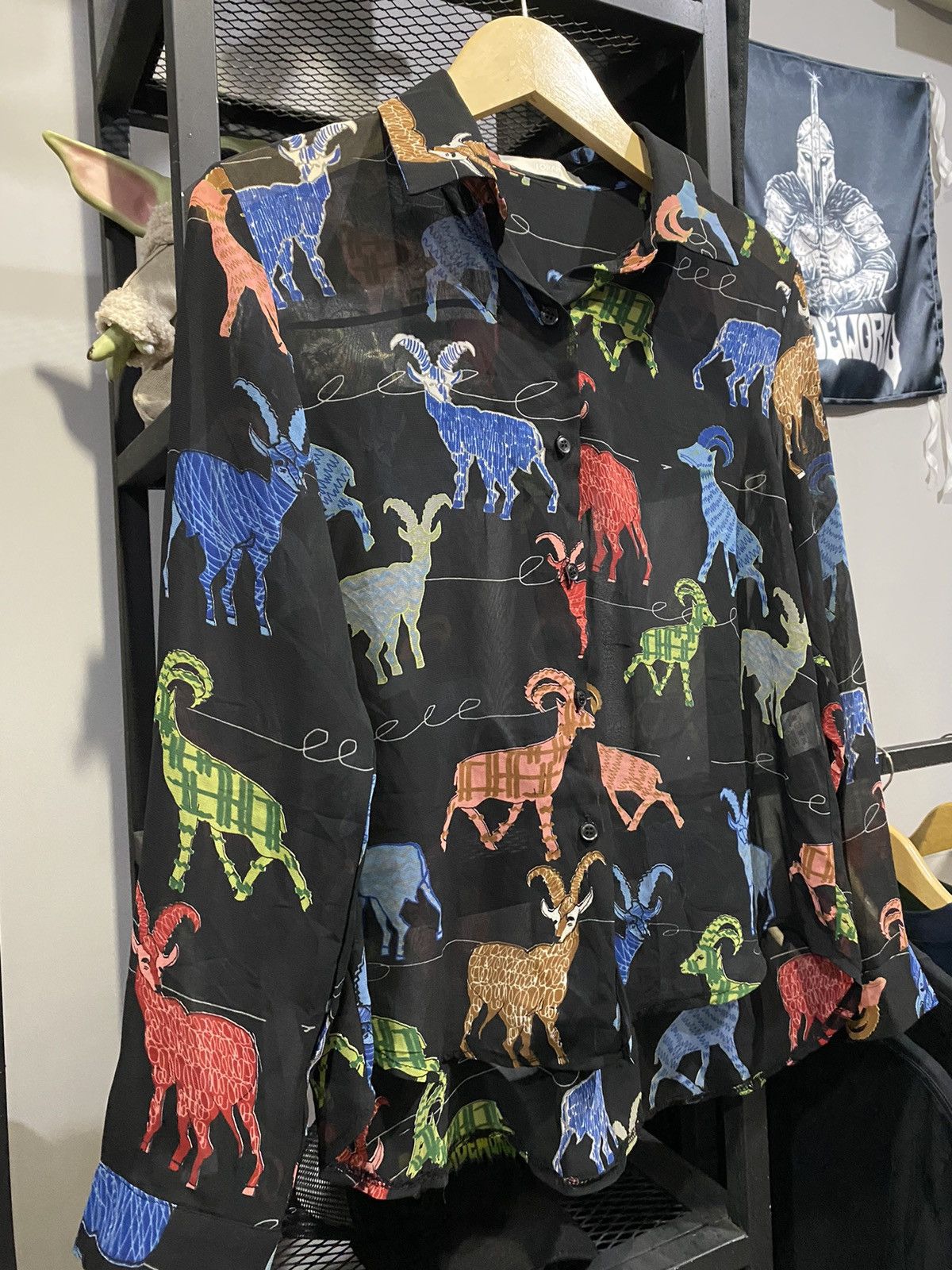 Japanese Brand Torah Goat Art Print Top Transparent Sheer Blouse All Over Size M / US 6-8 / IT 42-44 - 3 Thumbnail