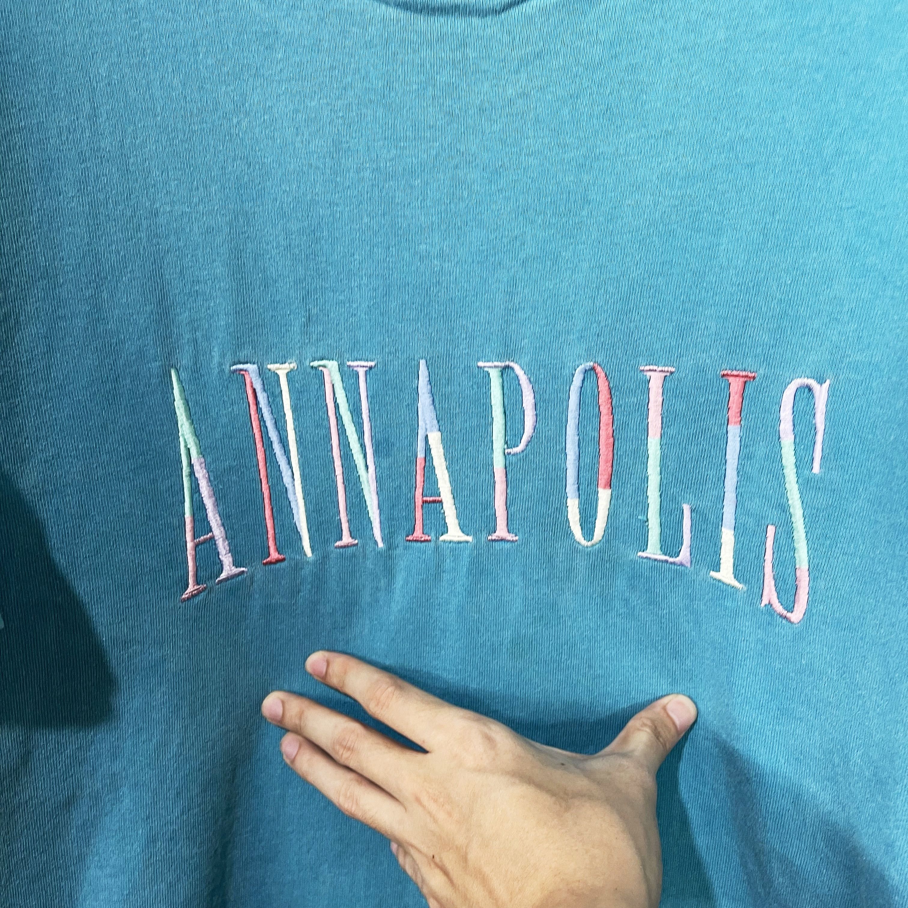 Vintage Vintage 90s Annapolis Embroidery T-Shirt Size US L / EU 52-54 / 3 - 2 Thumbnail
