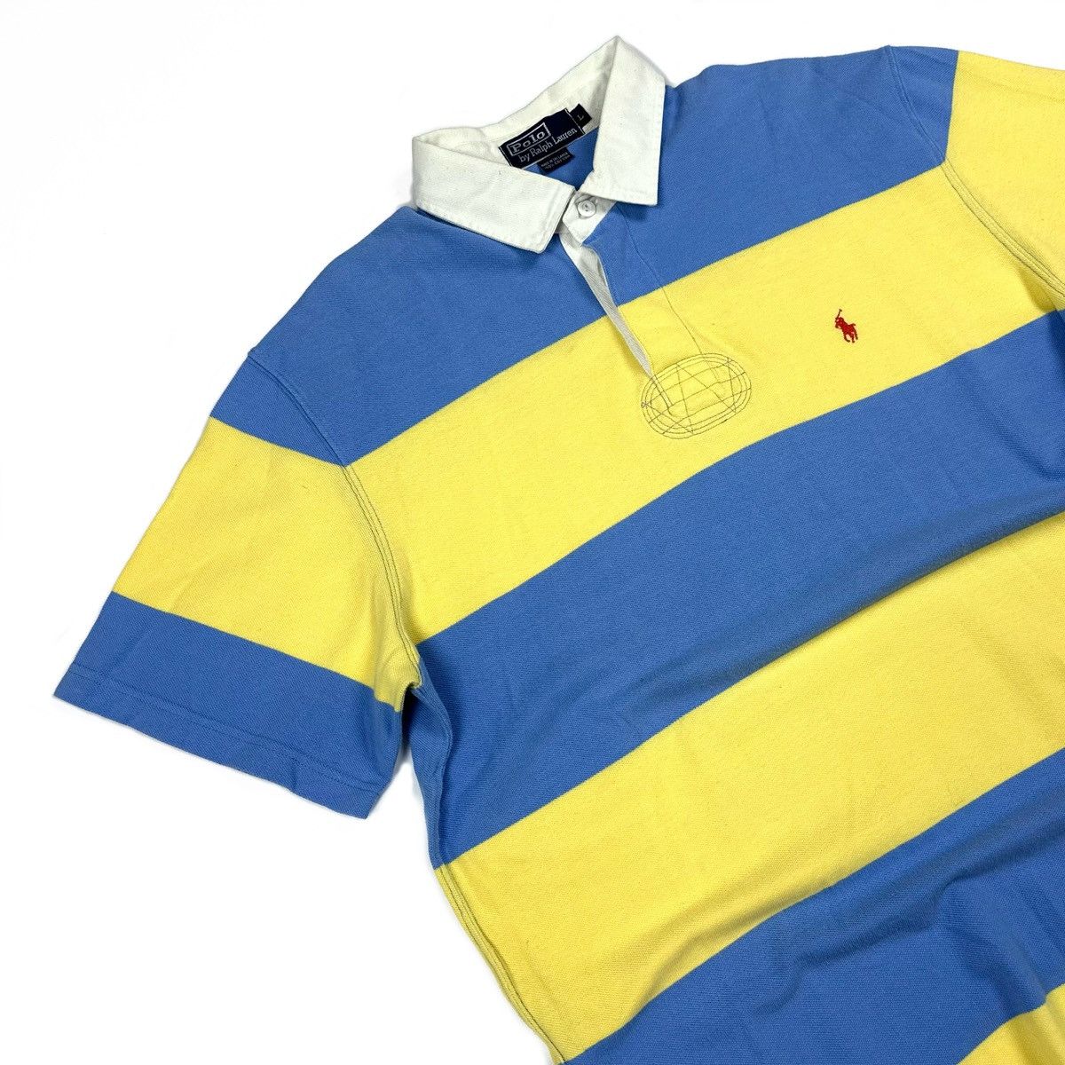 Polo Ralph Lauren × Rugby Ralph Lauren × Vintage Vintage Polo Ralph Lauren Blue/Yellow Cotton Rugby Shirt - L Size US L / EU 52-54 / 3 - 8 Thumbnail