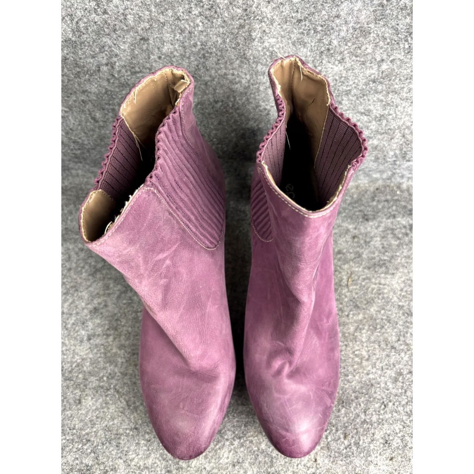 Ecco ECCO Ankle Boots Womens 39 Purple Leather Heeled Platform Chelsea Slip On Nubuck Almond Toe High Heel Womens Boots Shoes Size US 9 / IT 39 - 3 Thumbnail