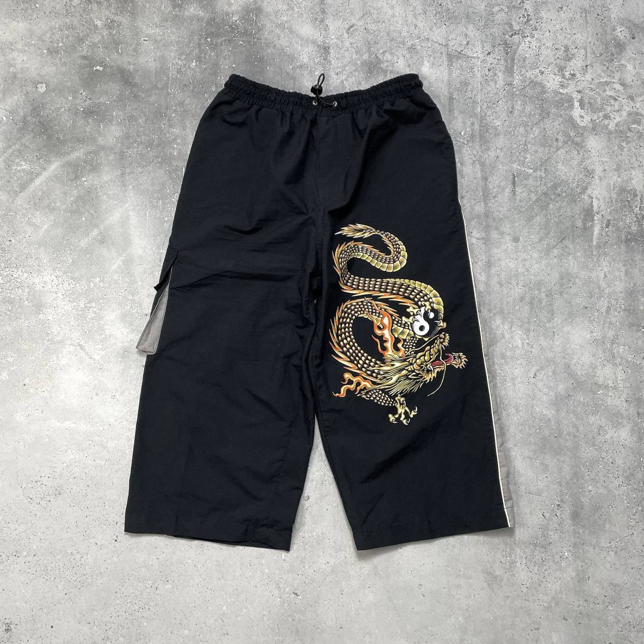 Vintage 2000s Diesel Dragon Bootleg Y2K Long Shorts Black 30