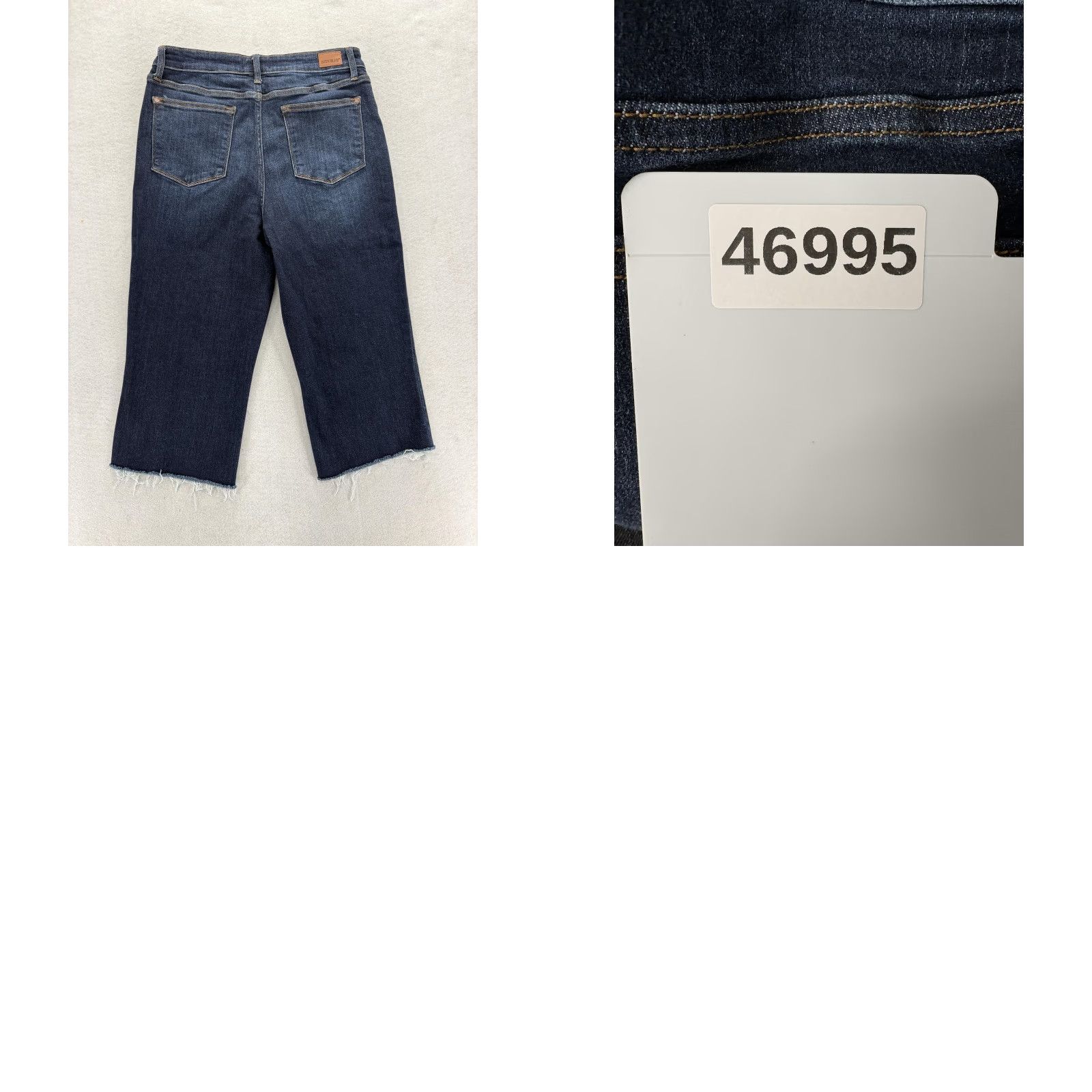 Denime Judy Blue Wide Leg Crop Jeans Womens 13/31 Dark Wash Raw Hem Stretch Denim WWomen’s Regular 31 Dark Blue Denim Jeans Size 24" / US 00 / IT 34 - 9 Thumbnail