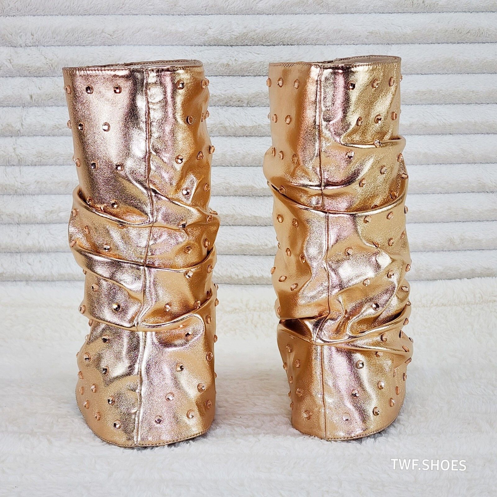 Other Fabulous Metallic Rose Gold Upper & Rhinestones Sandal Slouc Size US 7.5 / IT 37.5 - 4 Thumbnail