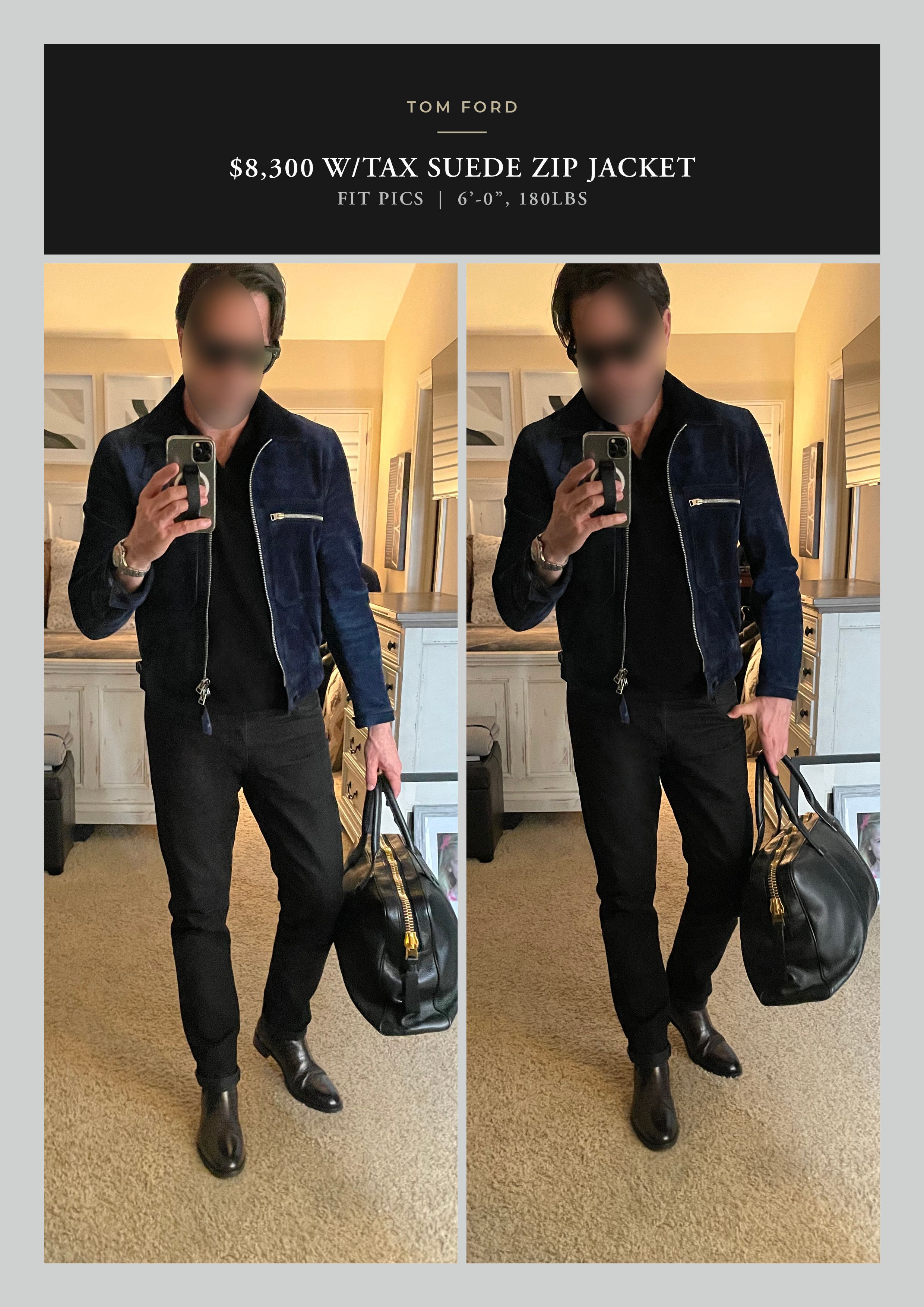 image of A-List Celeb Grail: $8,300 W/tax Tom Ford Suede Jacket in Blue, Men's (Size Medium)