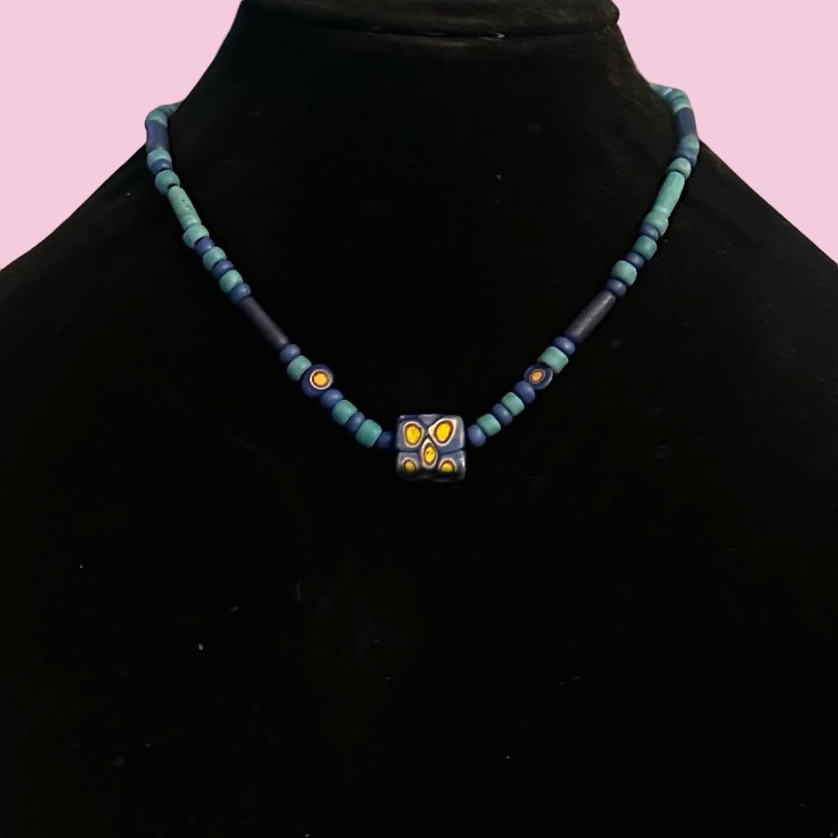Vintage Vintage blue Venetian Millefiori trade bead necklace Size ONE SIZE - 1 Thumbnail