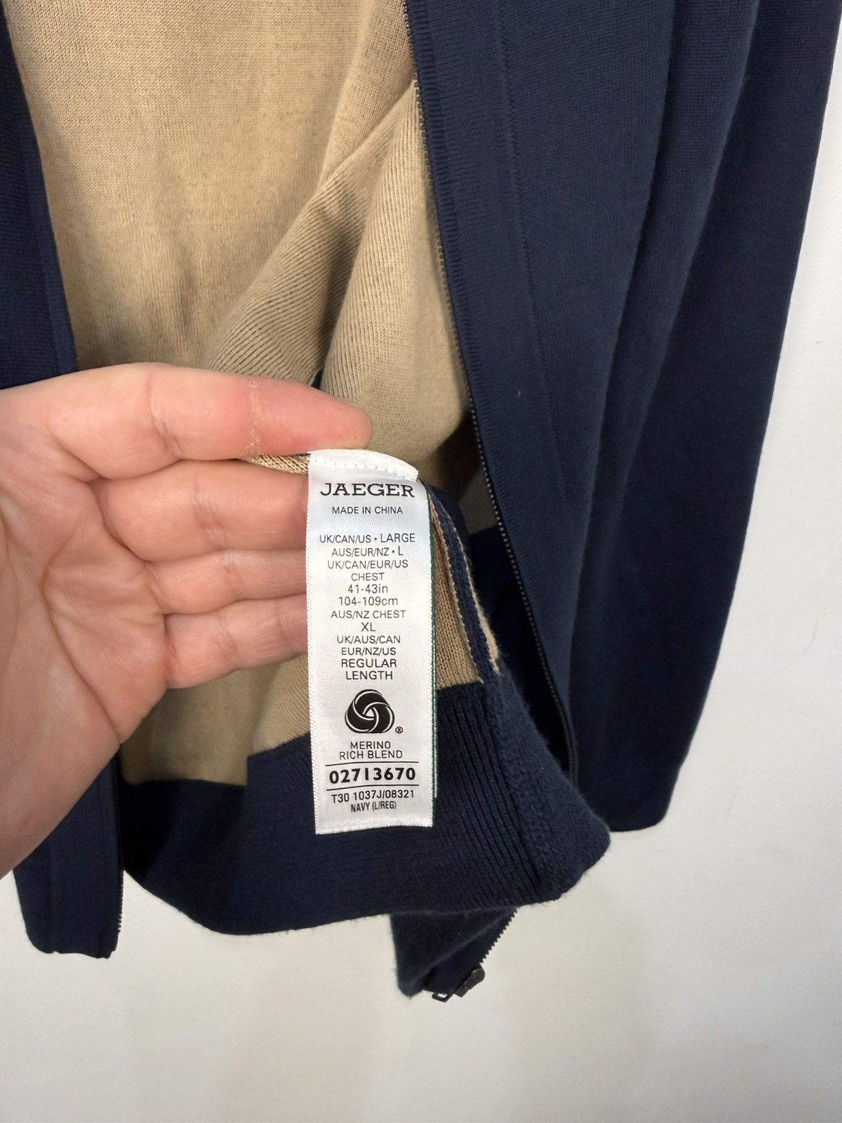 Jaeger Jaeger Blue Wool Zip Sweathirt Size US L / EU 52-54 / 3 - 8 Thumbnail