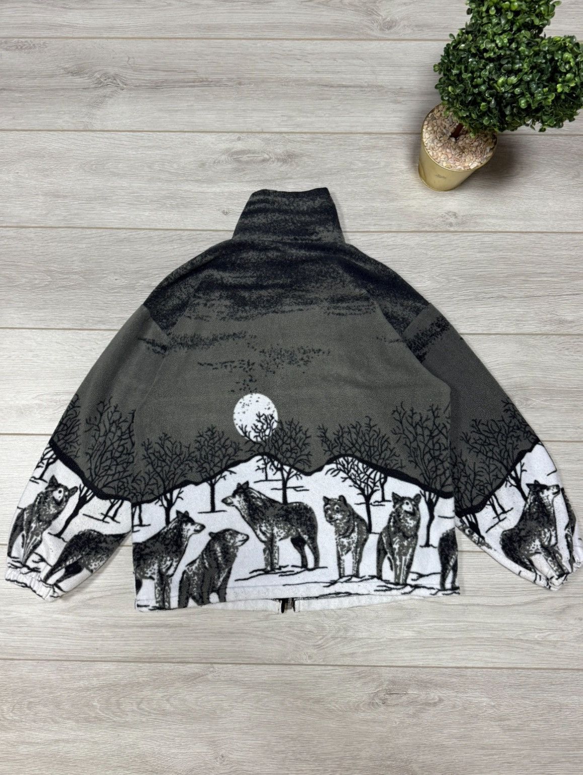 Vintage Wolves UK fleece all over print jacket forest zip outdoor Size US M / EU 48-50 / 2 - 4 Thumbnail