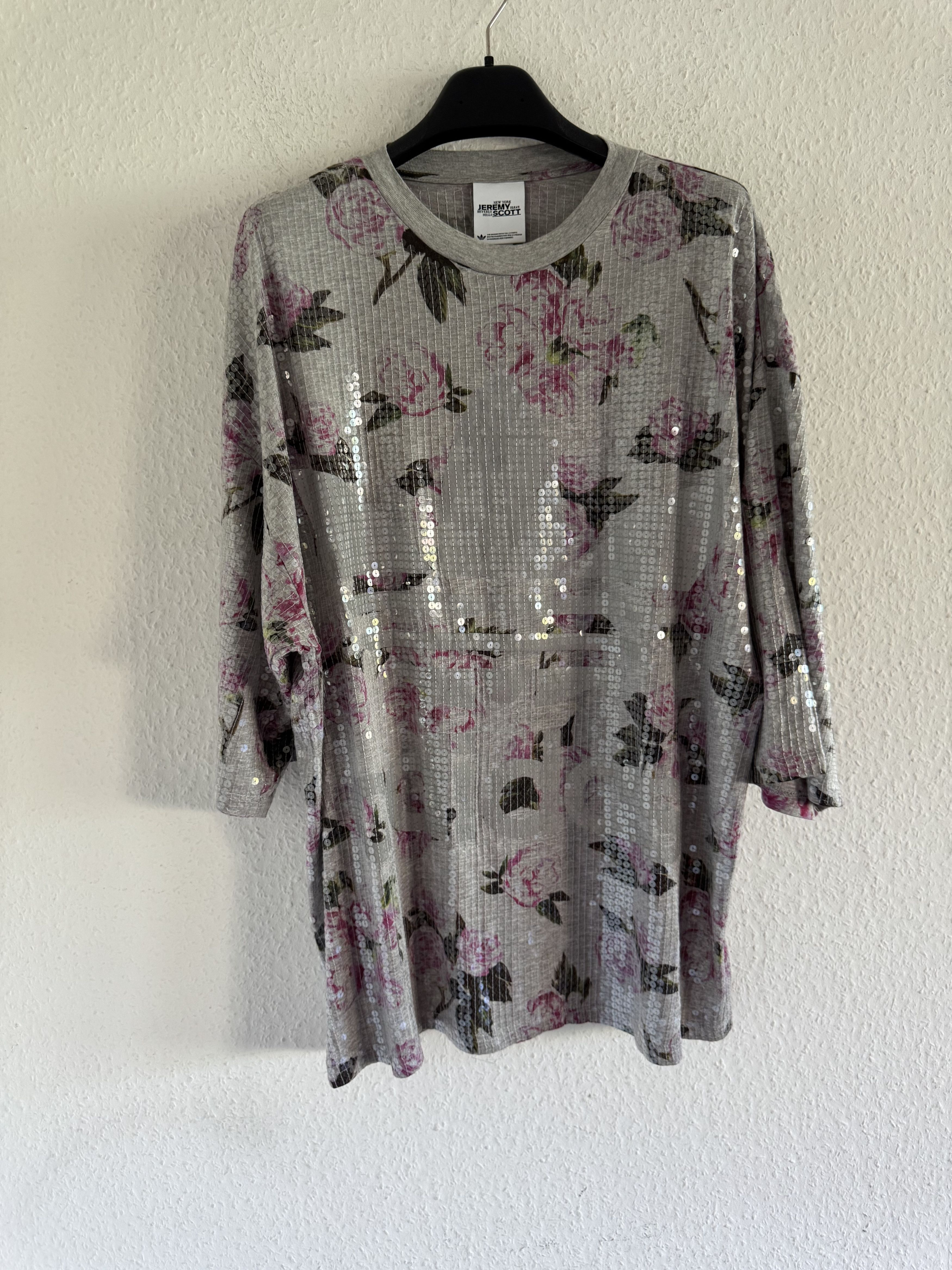 Adidas × Jeremy Scott Sequin Floral Oversized Long Shirt Dress Size US XXL / EU 58 / 5 - 8 Thumbnail