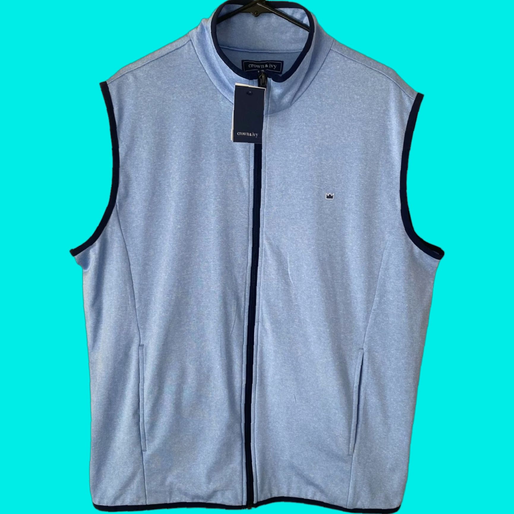 Vintage Crown & Ivy Full Zip Sports Vest Blue Men M Athletic 4-Way Stretch New Vest Size US M / EU 48-50 / 2 - 1 Thumbnail