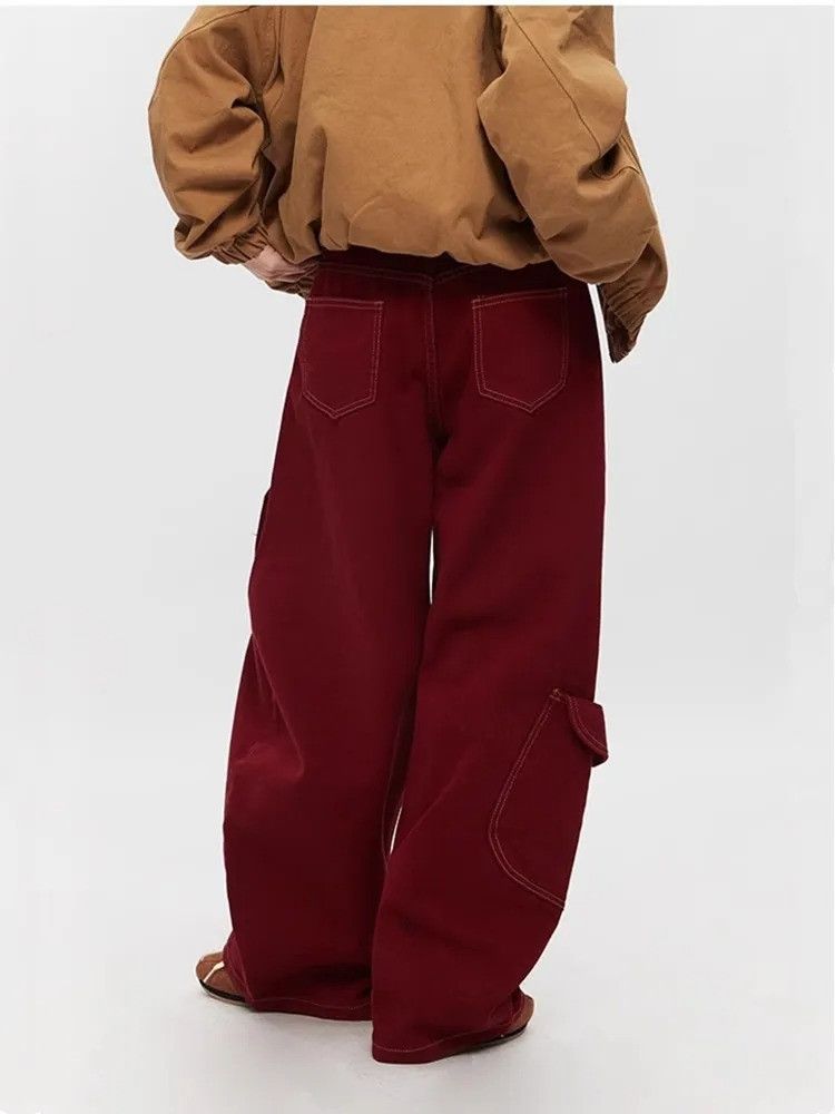 Vintage Red Patchwork Baggy Cargo Jeans Size US 30 / EU 46 - 2 Thumbnail