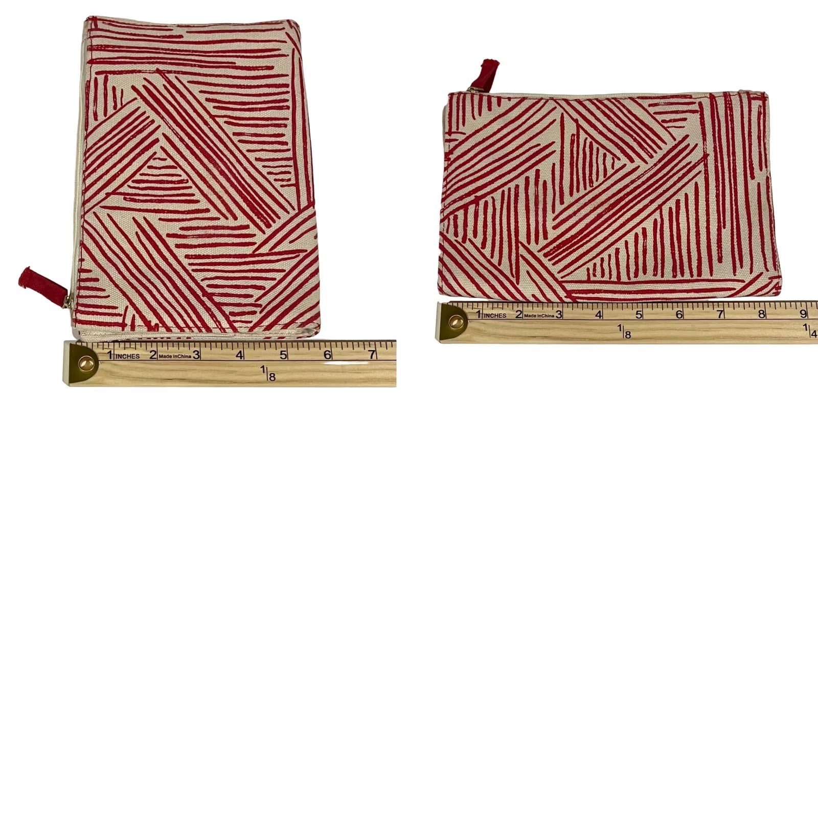 Vintage Mara mi Wallet Pouch Organizer Red Beige Canvas Bi-Fold Zipper Purse Size ONE SIZE - 8 Thumbnail