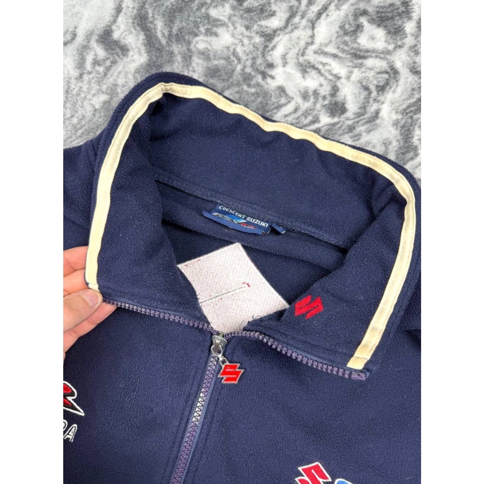 Vintage VINTAGE Suzuki Racing Fleece Jacket 90s Big Logo Men XL Blue Jacket Size US XL / EU 56 / 4 - 5 Thumbnail