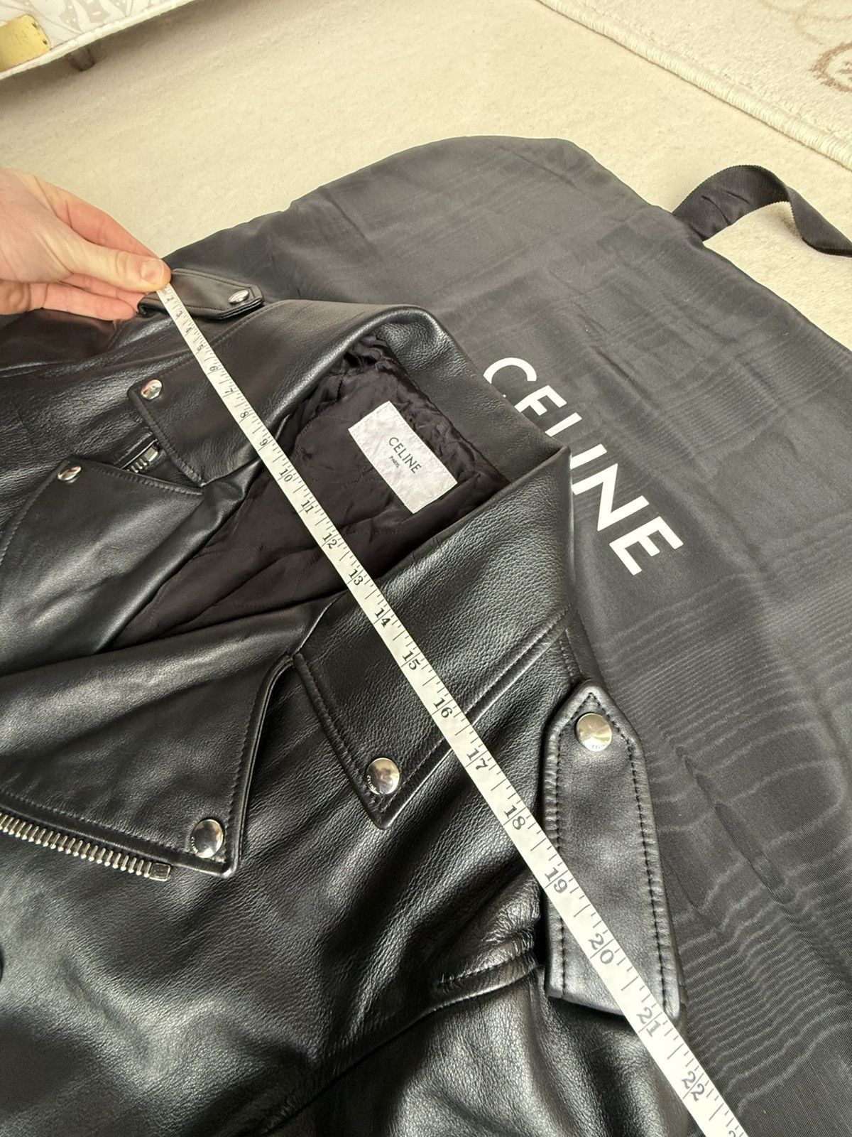 Celine $6.5k Celine Triomphe logo biker leather jacket Hedi Slimane Size US S / EU 44-46 / 1 - 10 Thumbnail