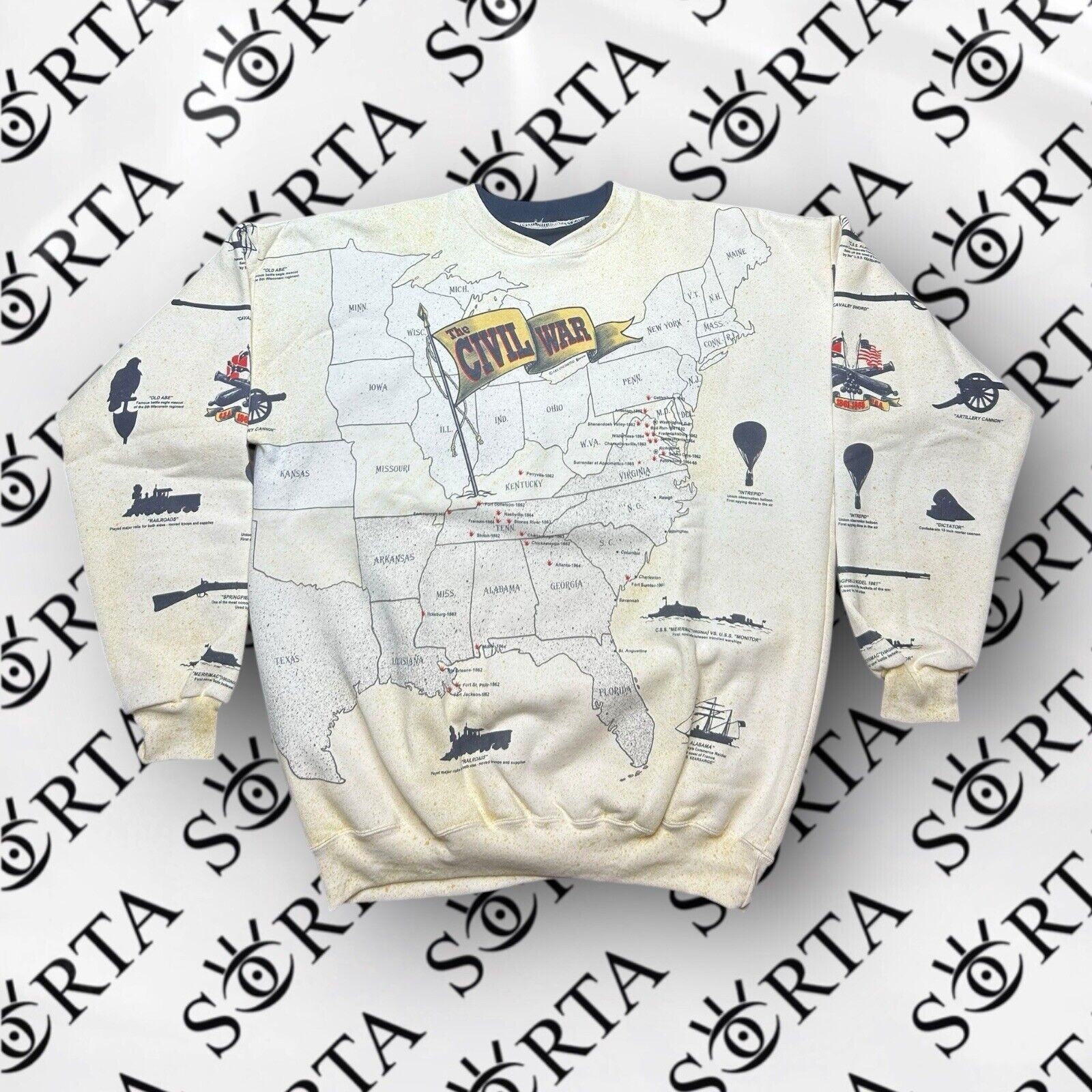 Vintage 90s American Civil War History Crewneck Pullover Sweatshirt Size US XXL / EU 58 / 5 - 1 Thumbnail