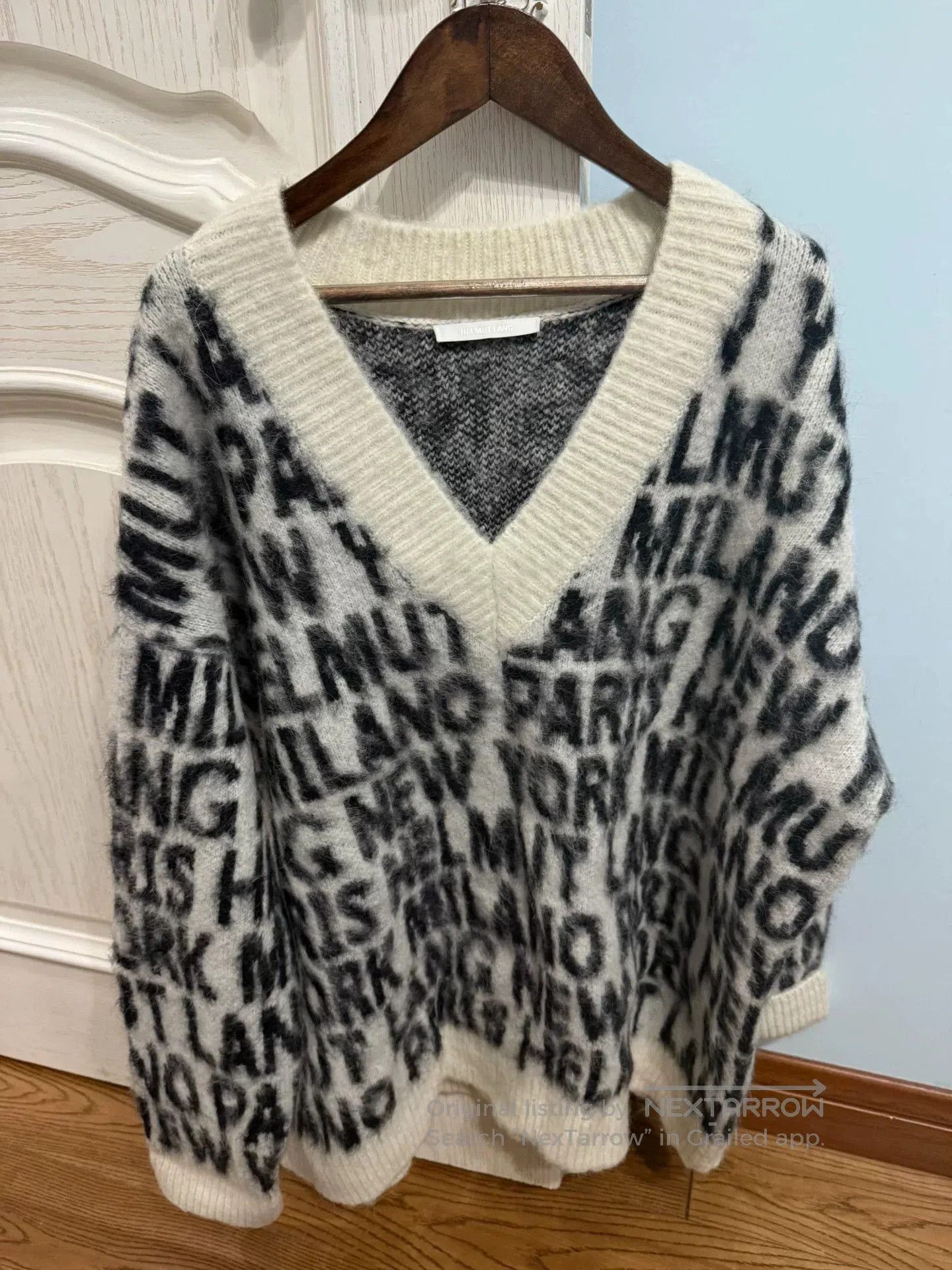 Helmut Lang Helmut Lang Fuzzy Sweater in Black and White. Size S / US 4 / IT 40 - 3 Thumbnail