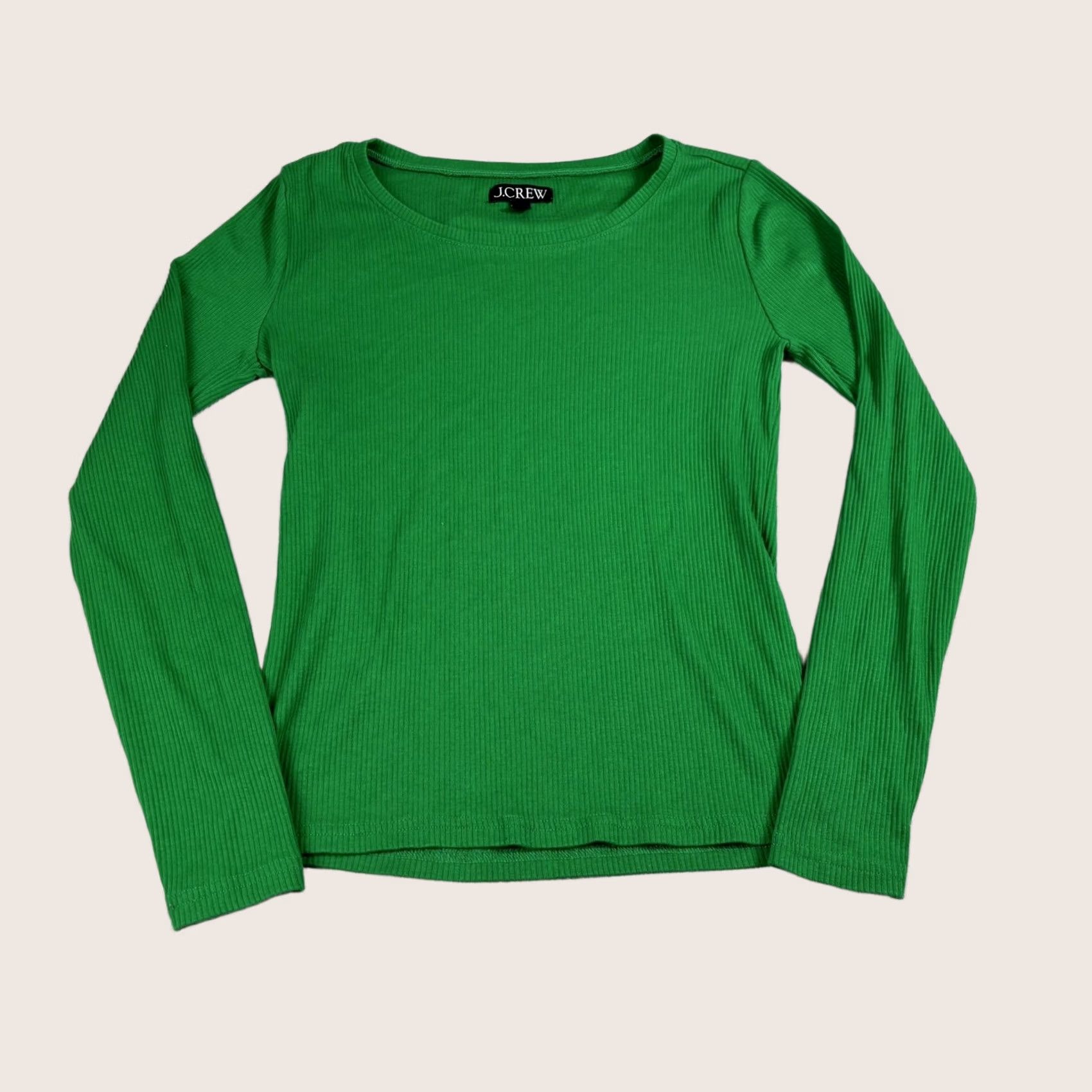 J.Crew J.CREW Shirt Women S Green Ribbed Long Sleeve Stretch Classic Comfort Shirt Short Sleeve Size S / US 4 / IT 40 - 1 Thumbnail