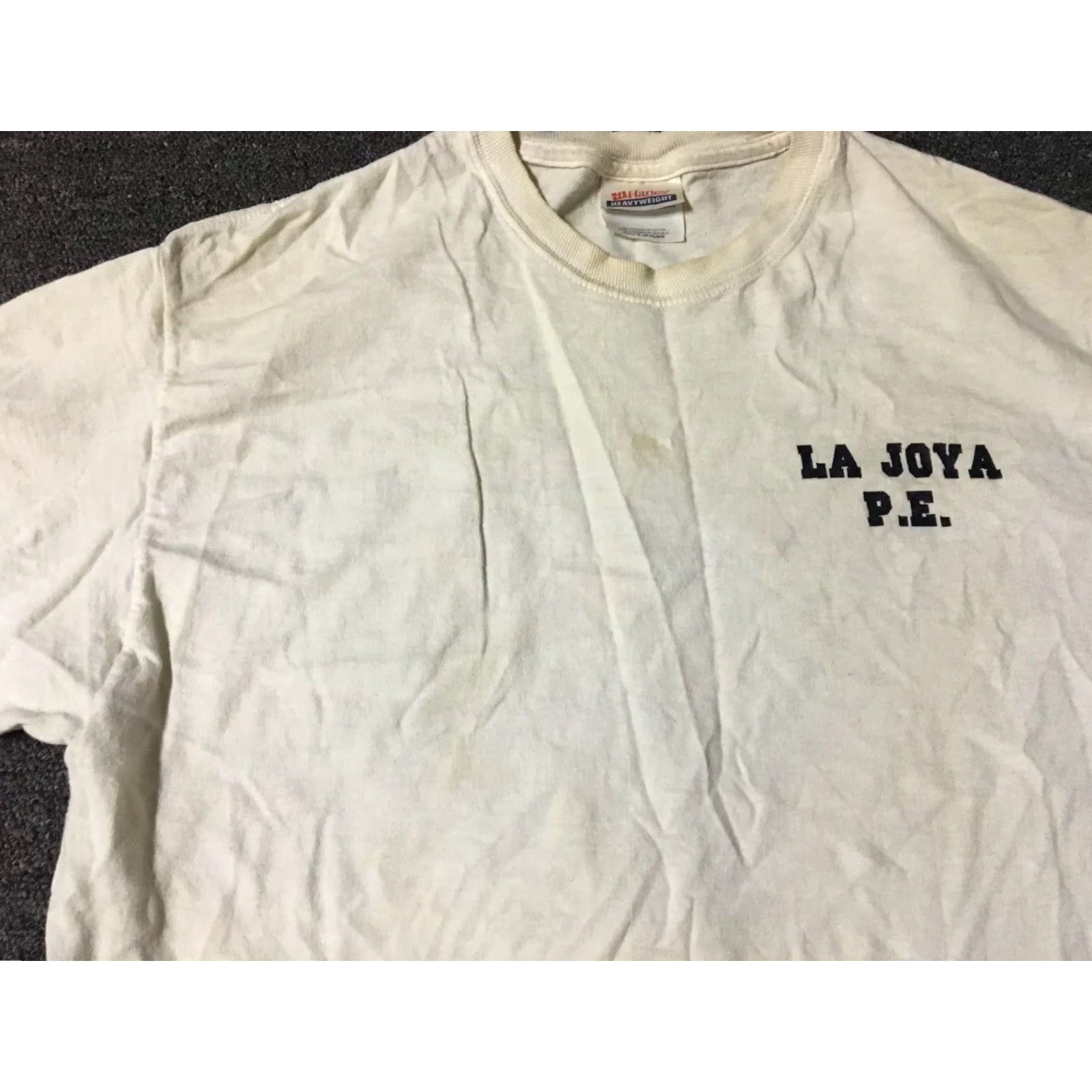 Hanes Vtg La Joya PE Shirt M White 90s Grunge Sports USA Football Basketball Baseball Logo Nike? Size US M / EU 48-50 / 2 - 4 Thumbnail
