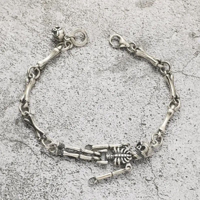Jewelry Skeleton Charm Metal Skull Chain Bracelets Size ONE SIZE - 1 Thumbnail