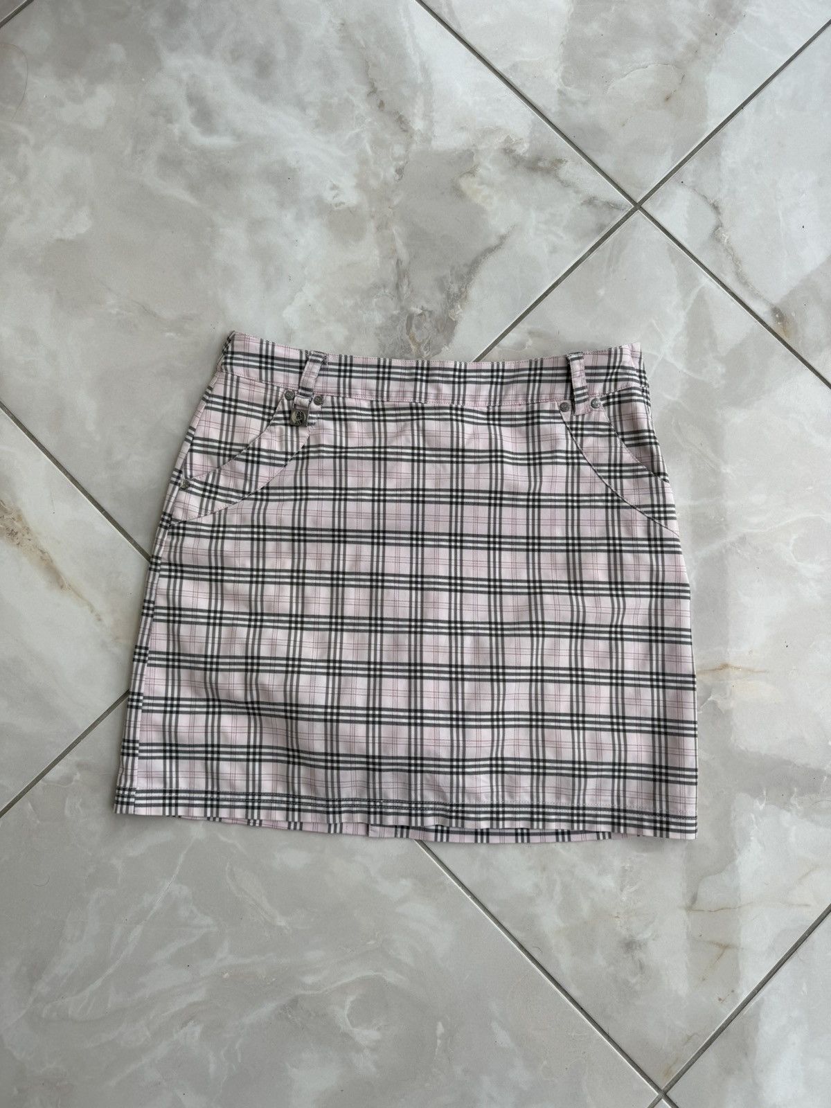 Burberry Style Pink Check Vintage Skirt