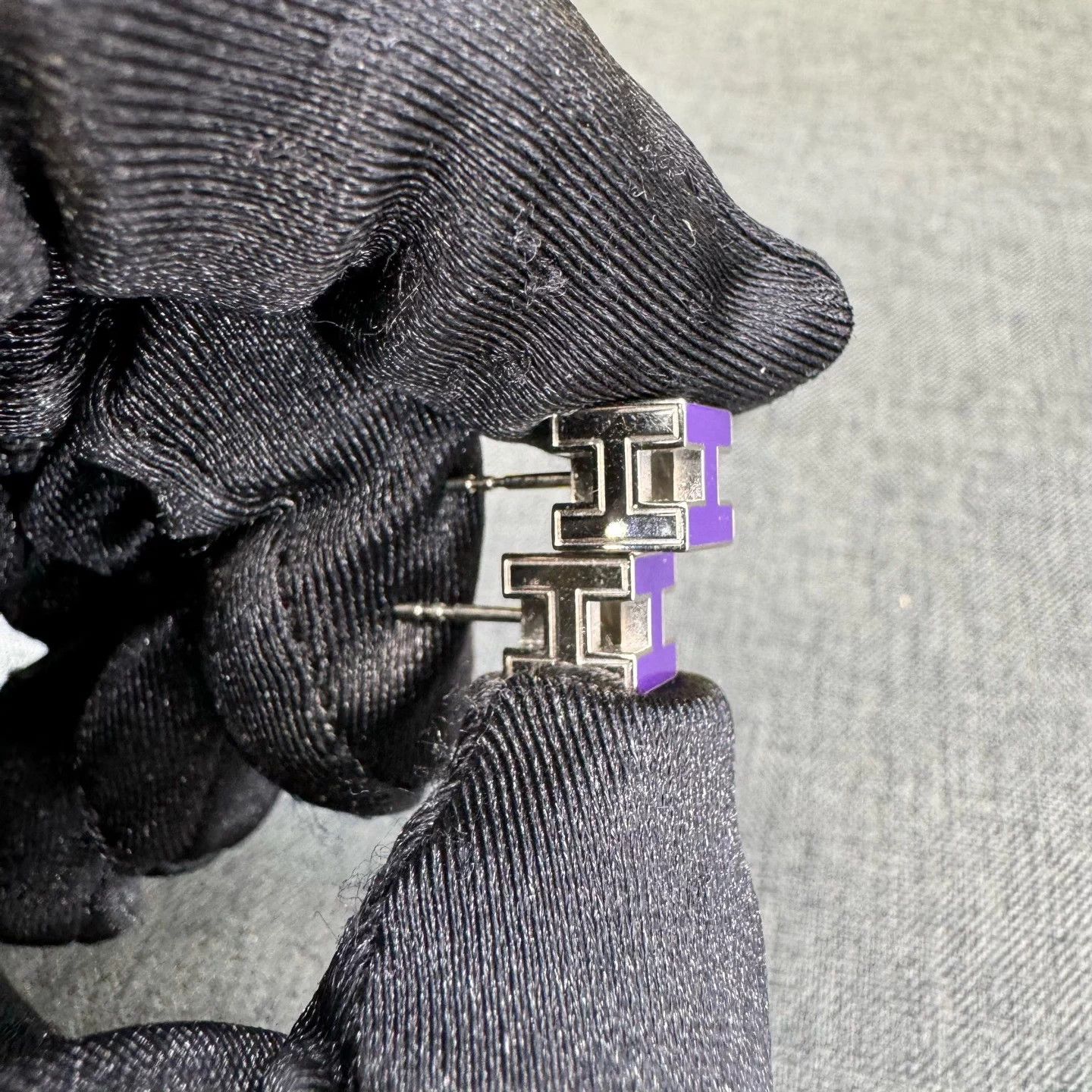 Hermes Hermes Purple Silver Earrings 99 New One Size Size ONE SIZE - 3 Thumbnail