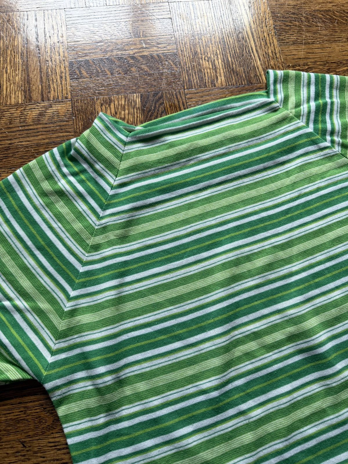 Vintage Vintage 60s Green Raglan Cut Striped Tee Size US S / EU 44-46 / 1 - 5 Thumbnail