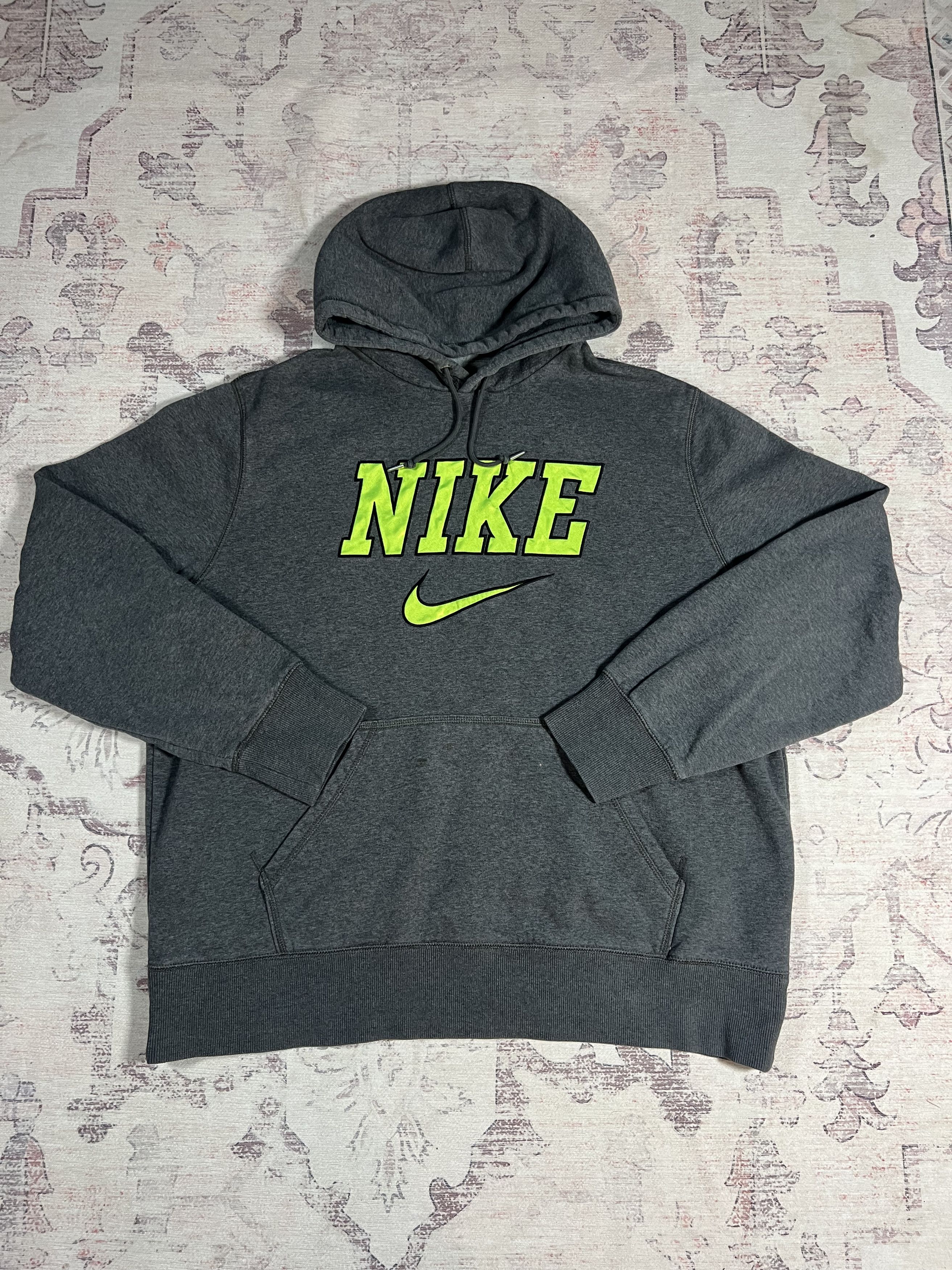 Nike Vintage Y2K Neon Nike Center Swoosh Baggy Hoodie Size US XL / EU 56 / 4 - 1 Thumbnail
