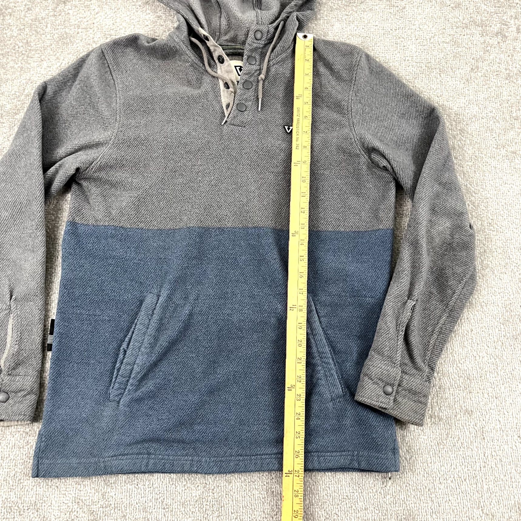 Vissla VISSLA Jacket Mens M Gray Blue Eco-ZY Henley Hooded Kangaroo Popover Beach Size US M / EU 48-50 / 2 - 6 Thumbnail